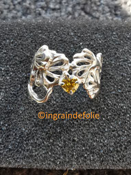 Bague argent et zirconium jaune