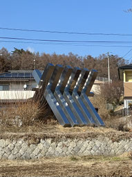 蚊里田八幡宮　アクセス　若槻大通り（県道60号長野荒瀬原線）を長野市街地方面から来た場合の目印　オブジェ