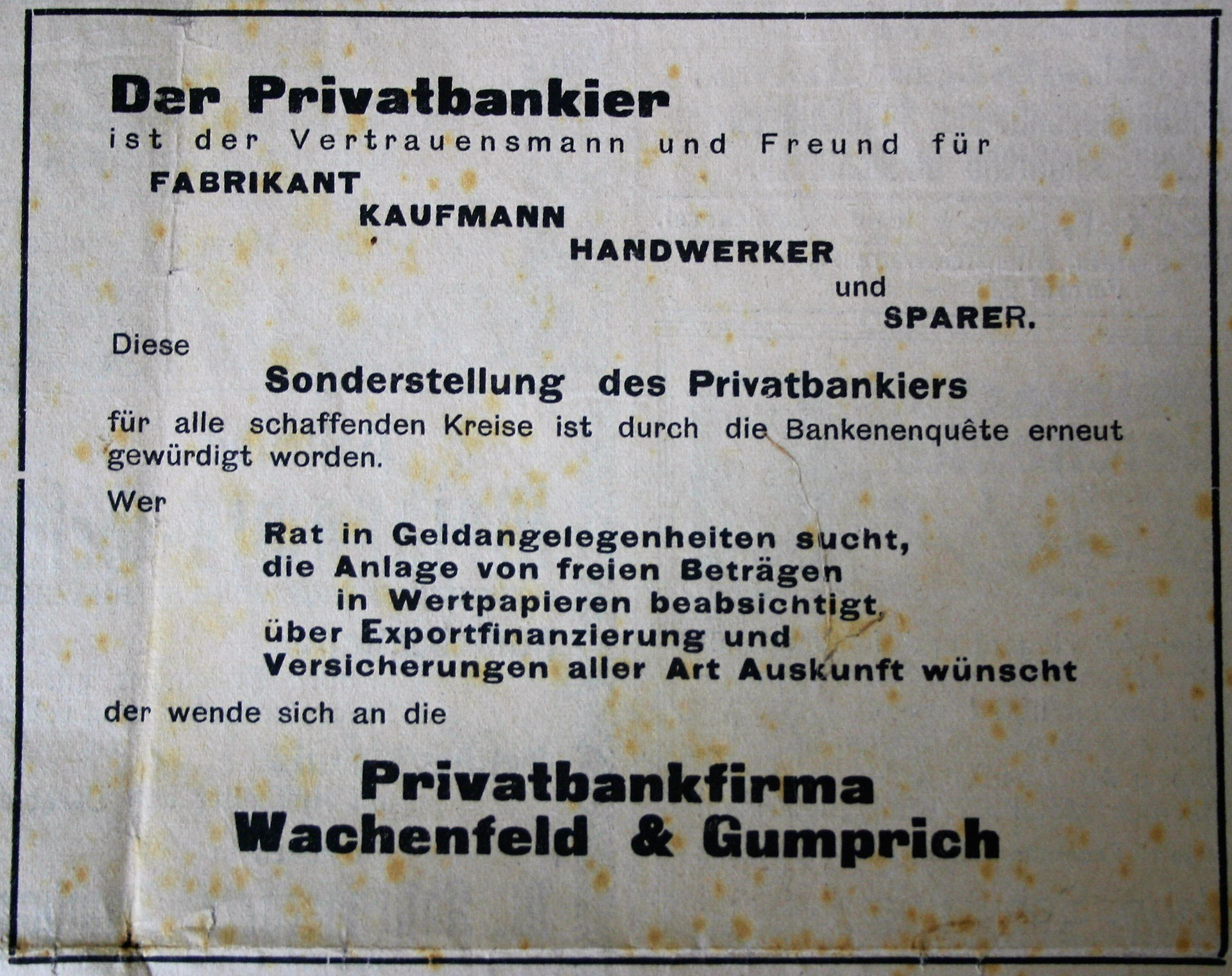 Bankhaus Wachenfeld & Gumprich - heimatfreundebalis Jimdo-Page!