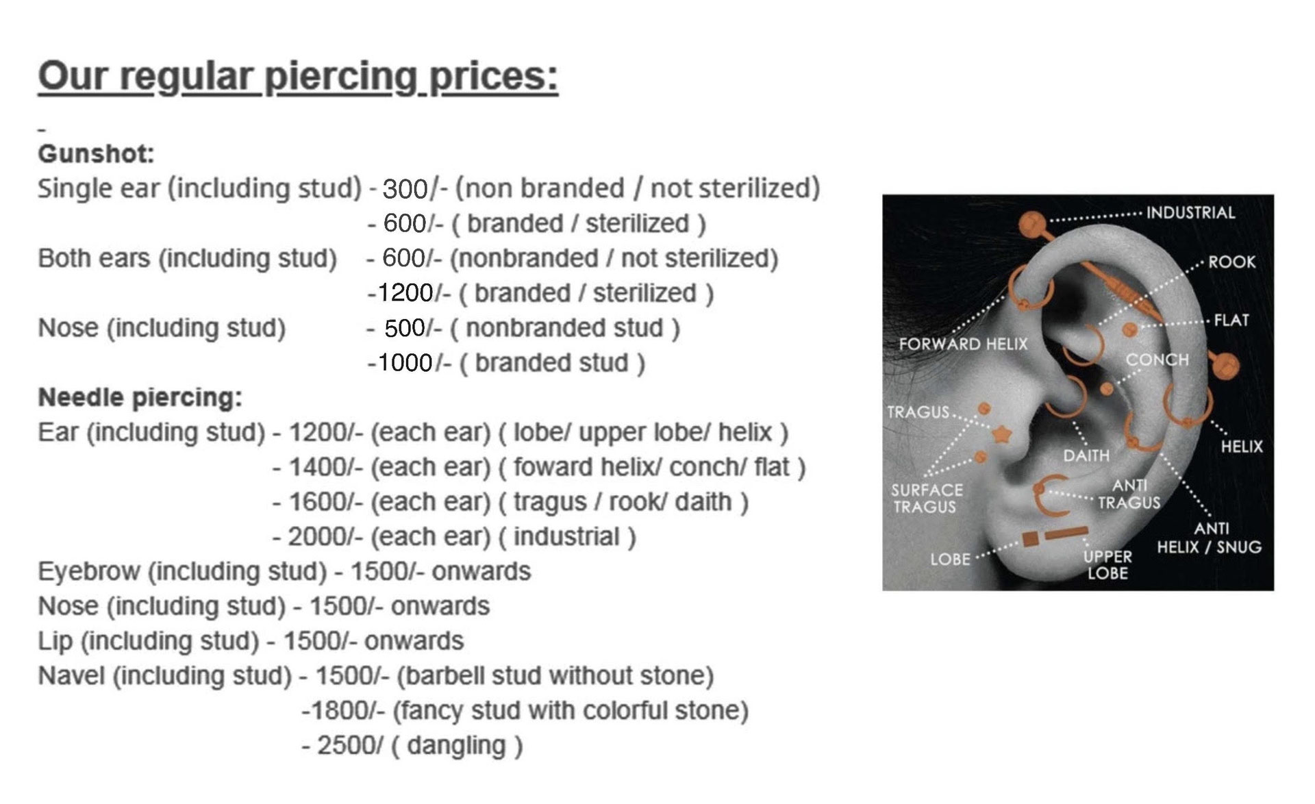 Prices -- - Welcome to Amin`s Angel Tattooz and piercings studio, training  and tattoo material supply in Hyderabad.