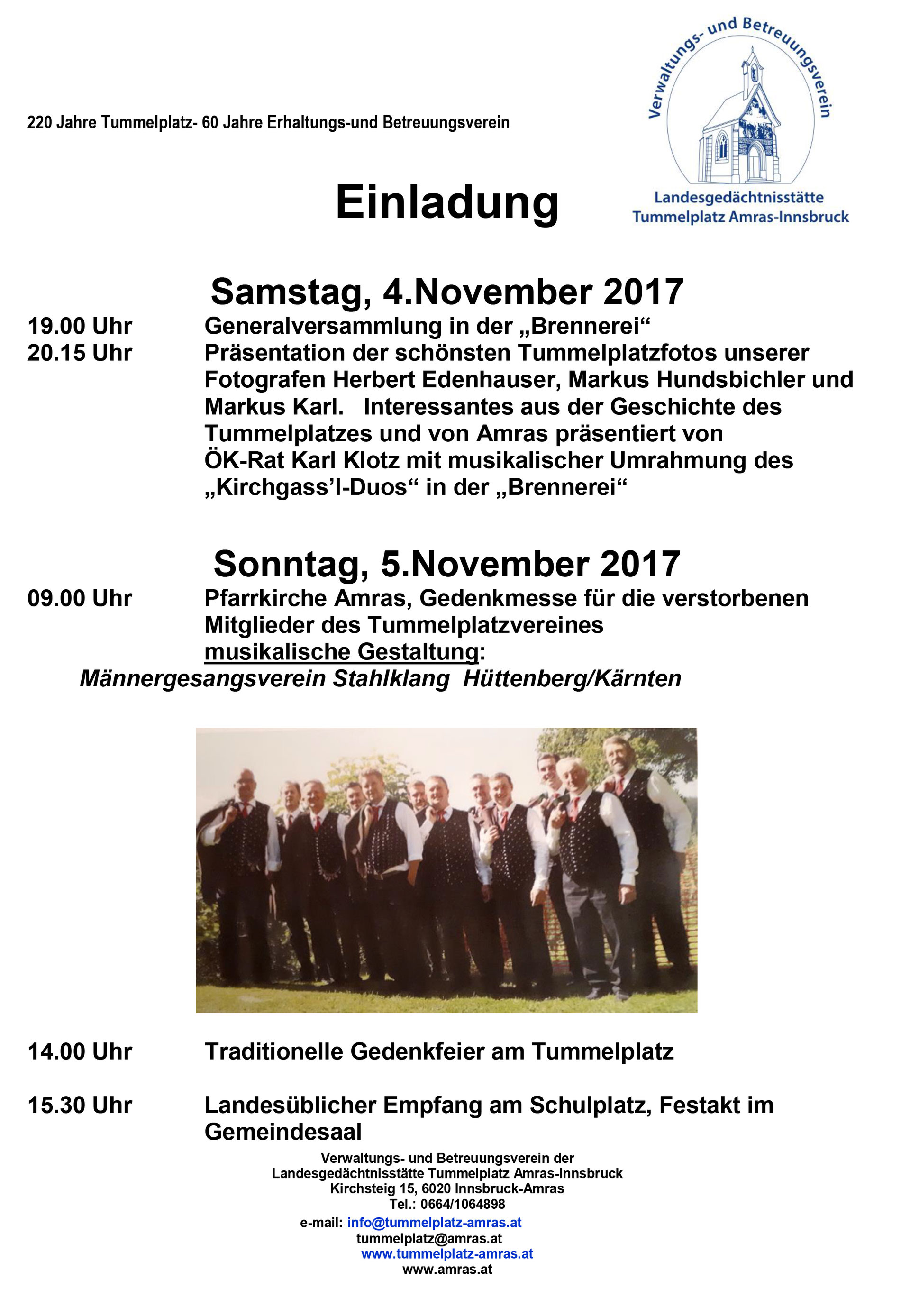 Jubiläumswochende Landesgedächtnisstätte Tummelplatz Amras/Innsbruck