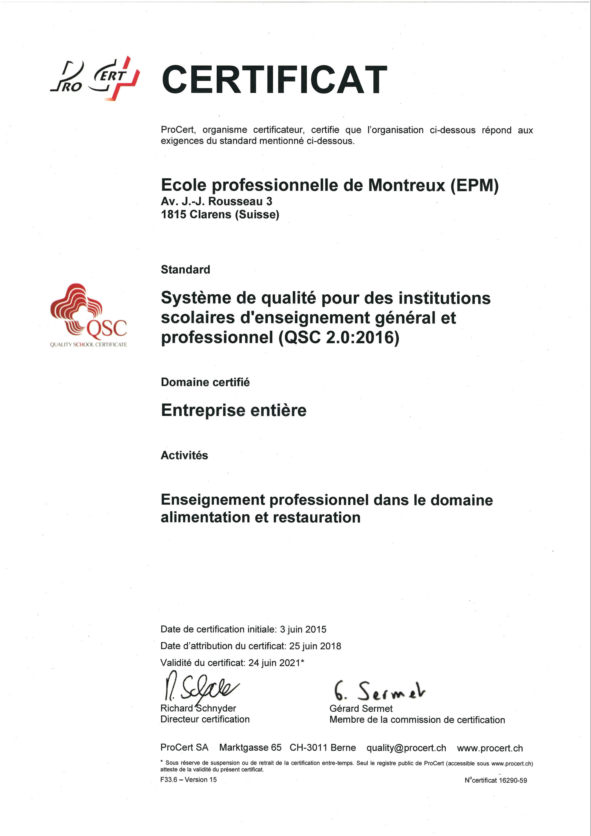 Label de qualité - Site de epmvd