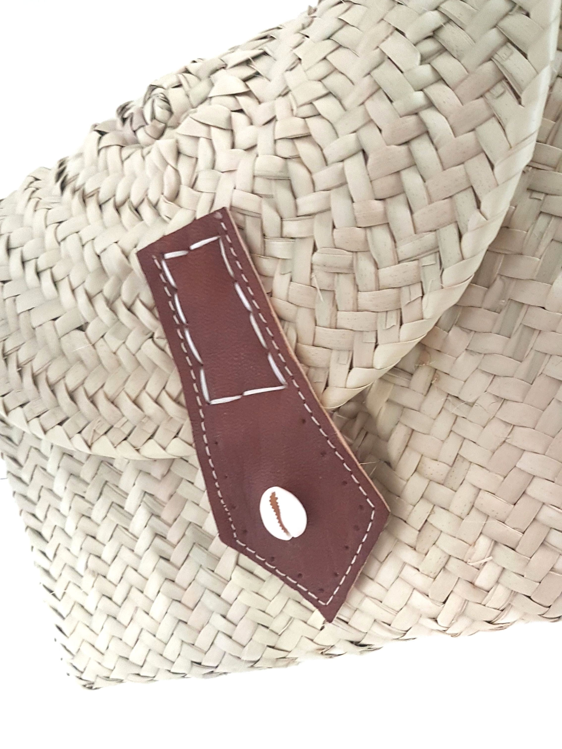 Ella Pochette En Paille Anse En Cuir Manoleo