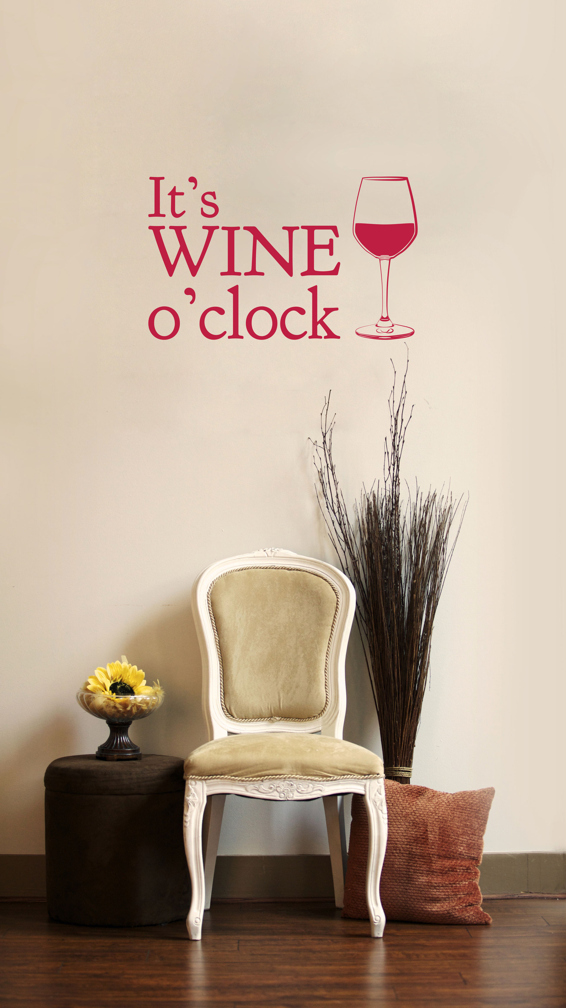It's Wine O'Clock Vinyl Sticker Wall Art Company