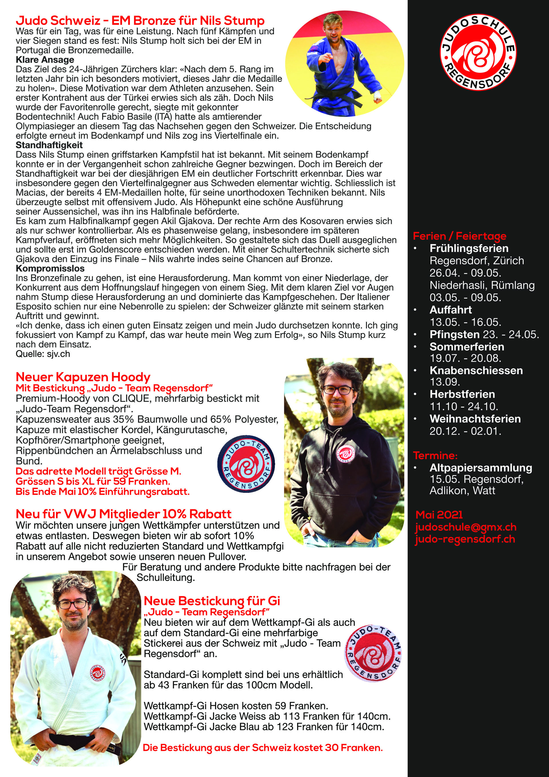 newsletter judoschule regensdorf japanischer kampfsport aerobic fitness krafttraining online shop raumvermietung