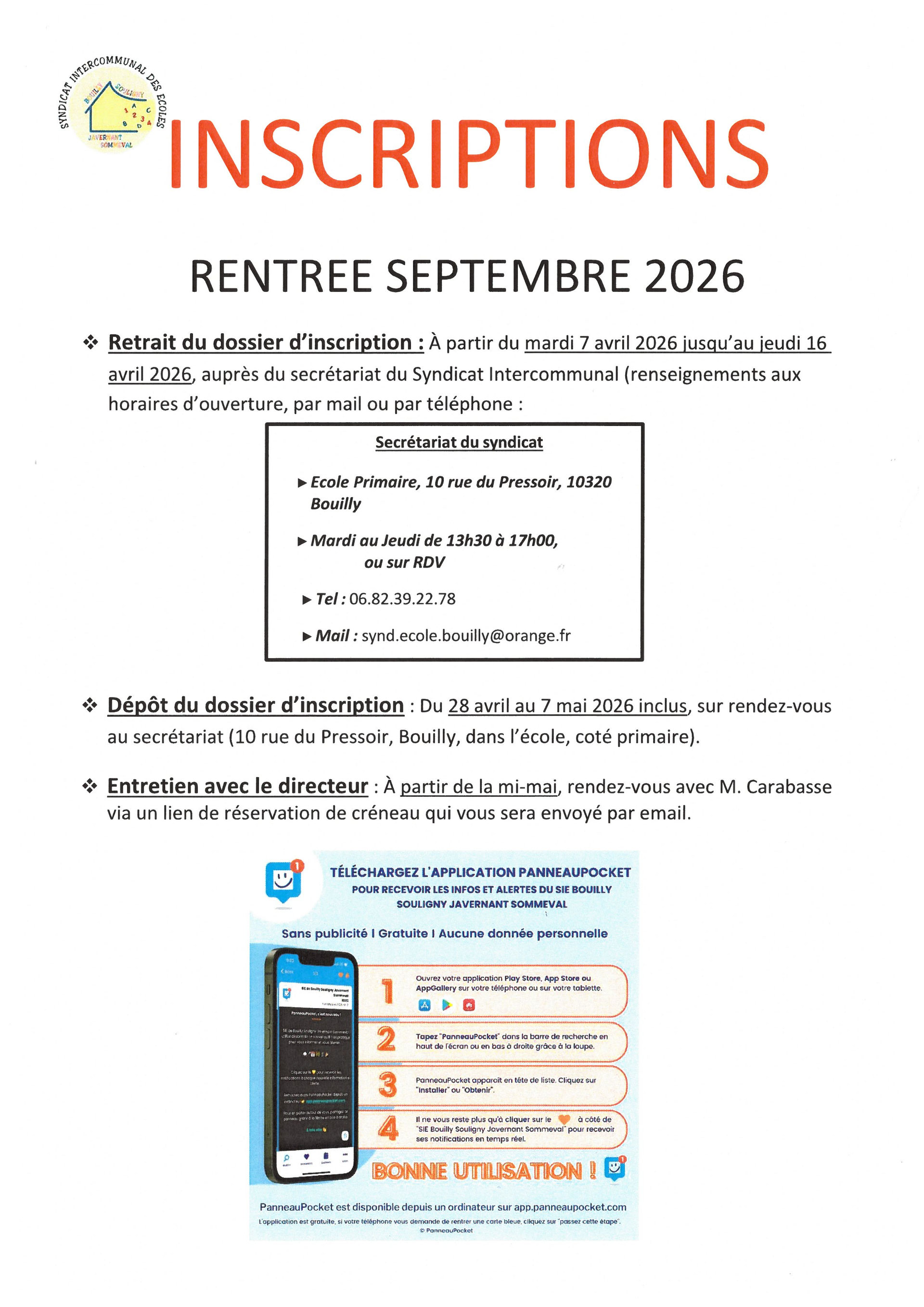 Année Scolaire 2026 / 2027
Rentrée septembre 2026
- - - -
Inscription