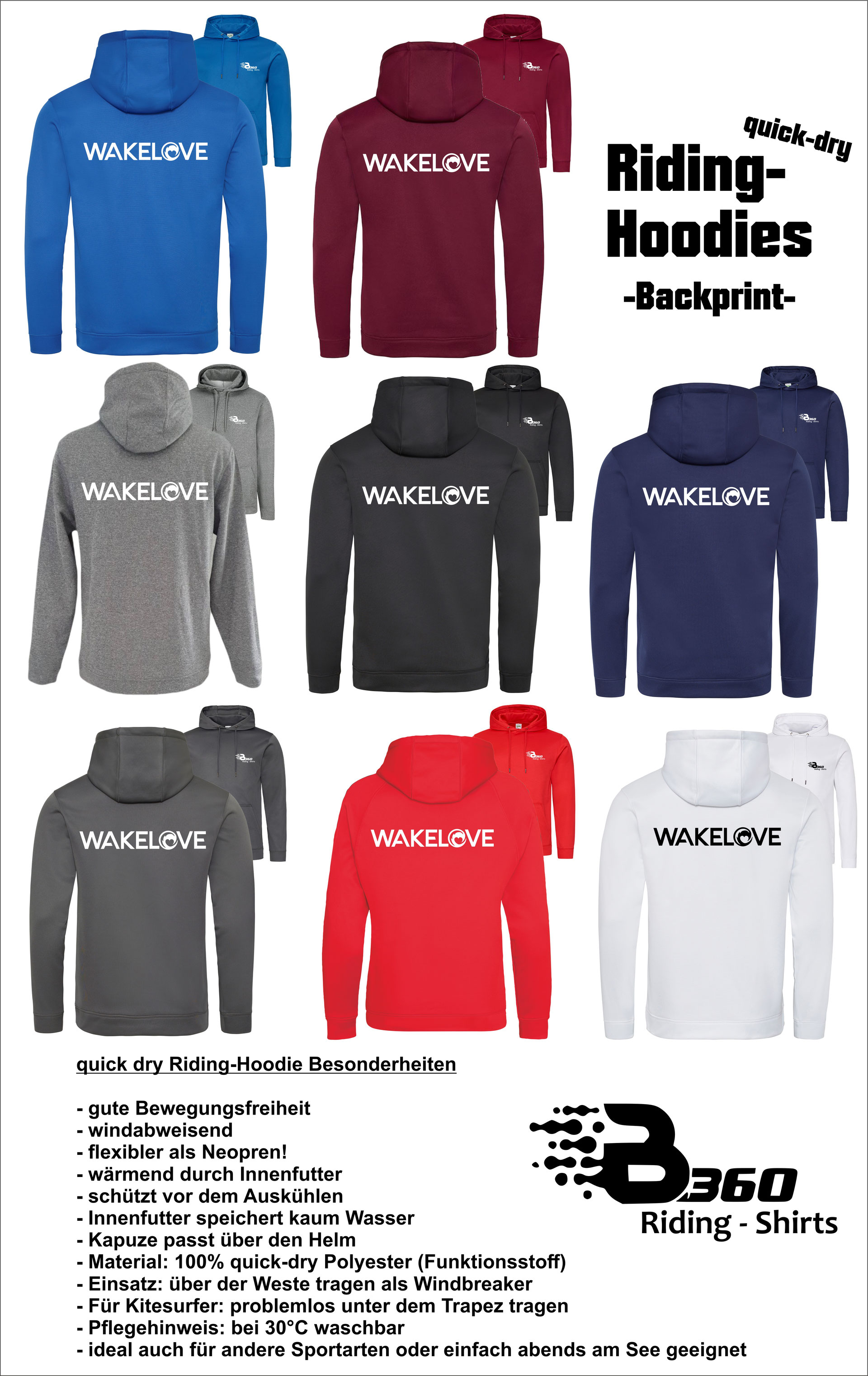 Bestellung WakeLove Hoodies WakeLove Wakeboard Camps in Deutschland