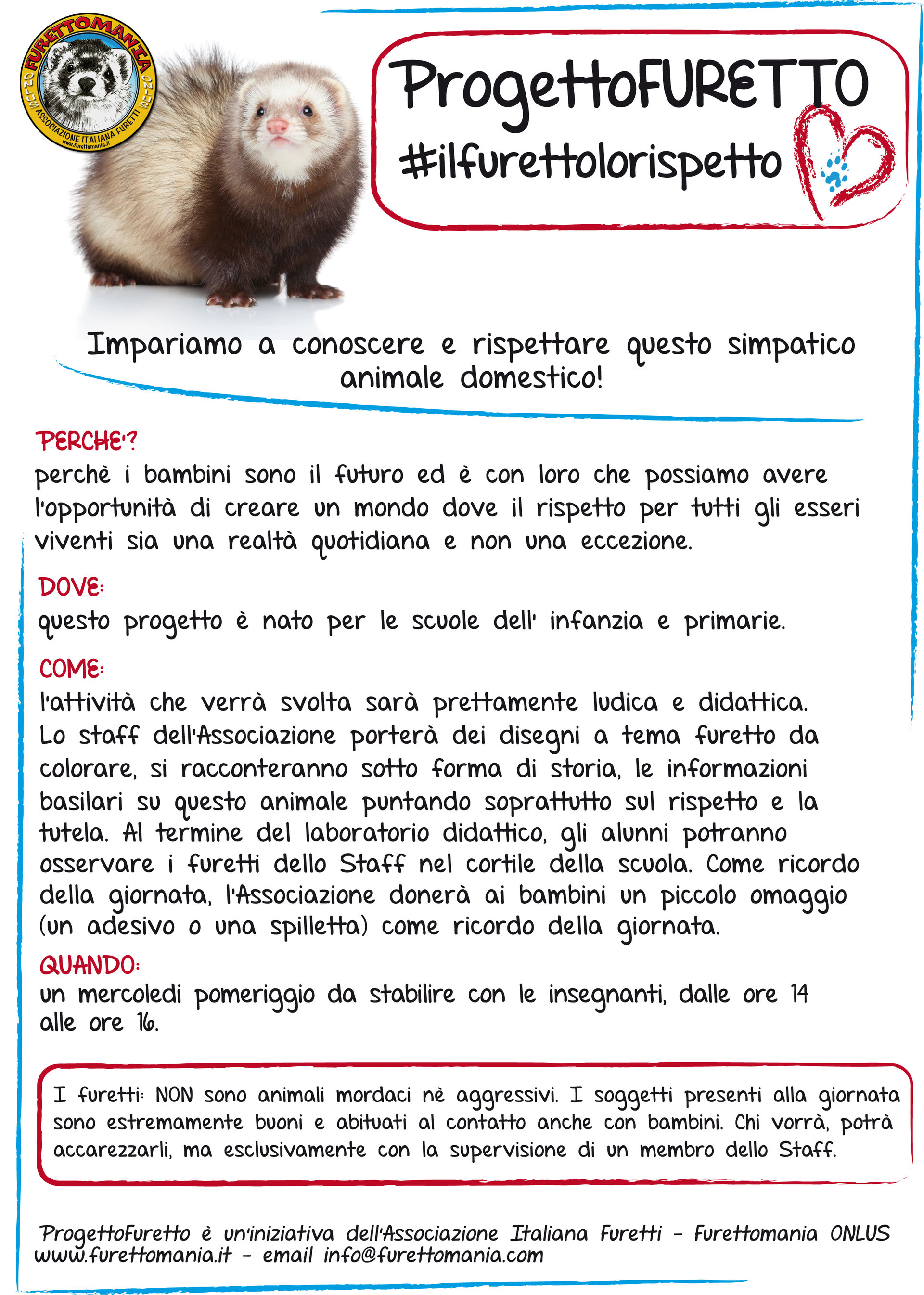 Progetto Scuola Fm Associazione Italiana Furetti Furettomania Onlus