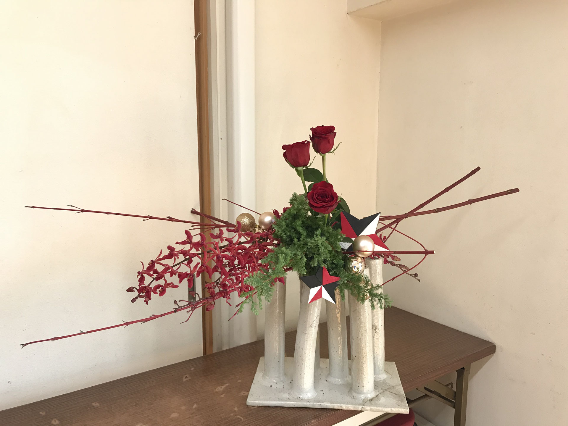 クリスマスの花 福岡の生け花 いけばな教室 草月流 Ikubeni