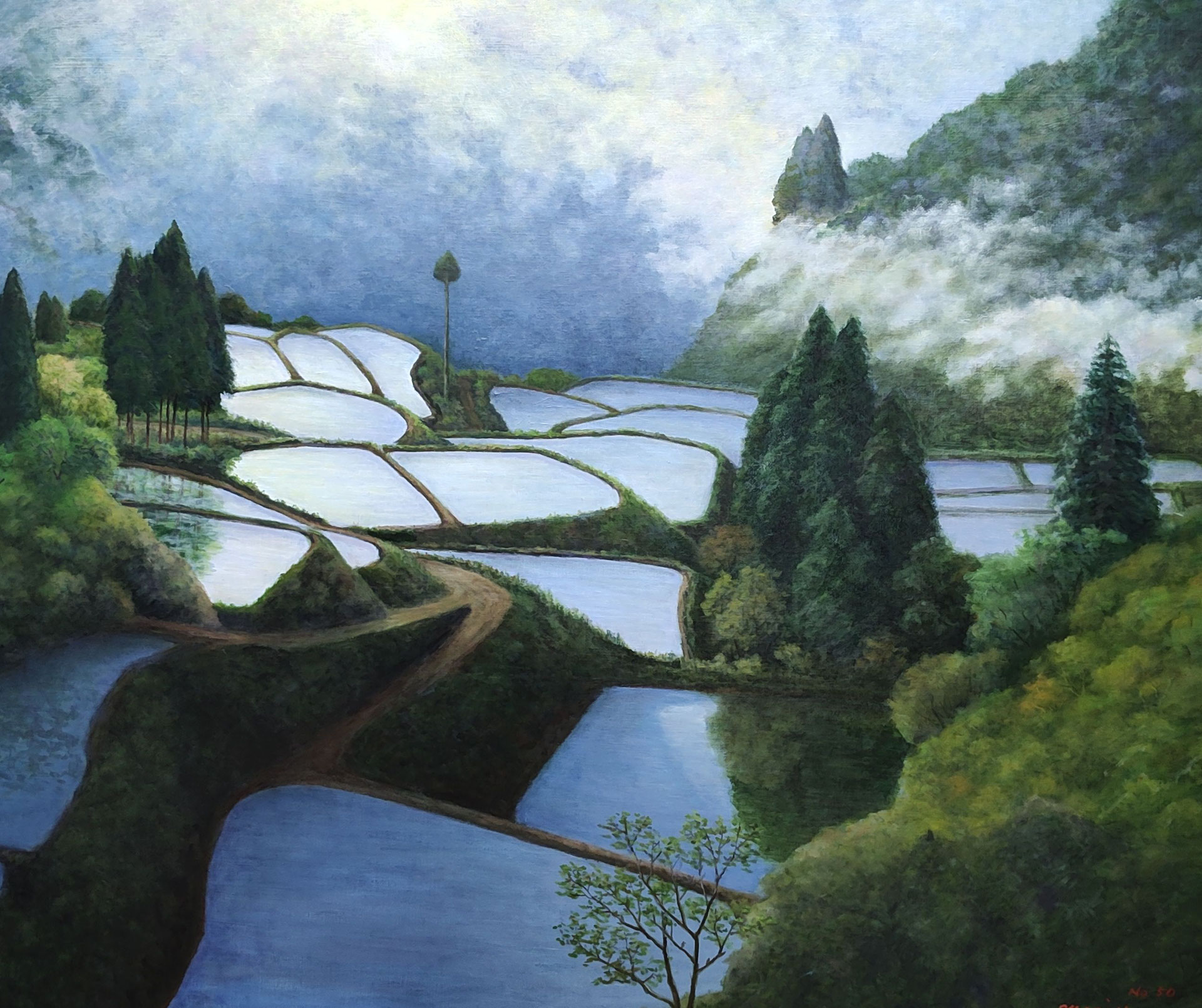 風景画 artshop 白い雲 - 霊峰 池畔 澄流 風景画 artshop 白い雲 - 霊峰 池畔 澄流