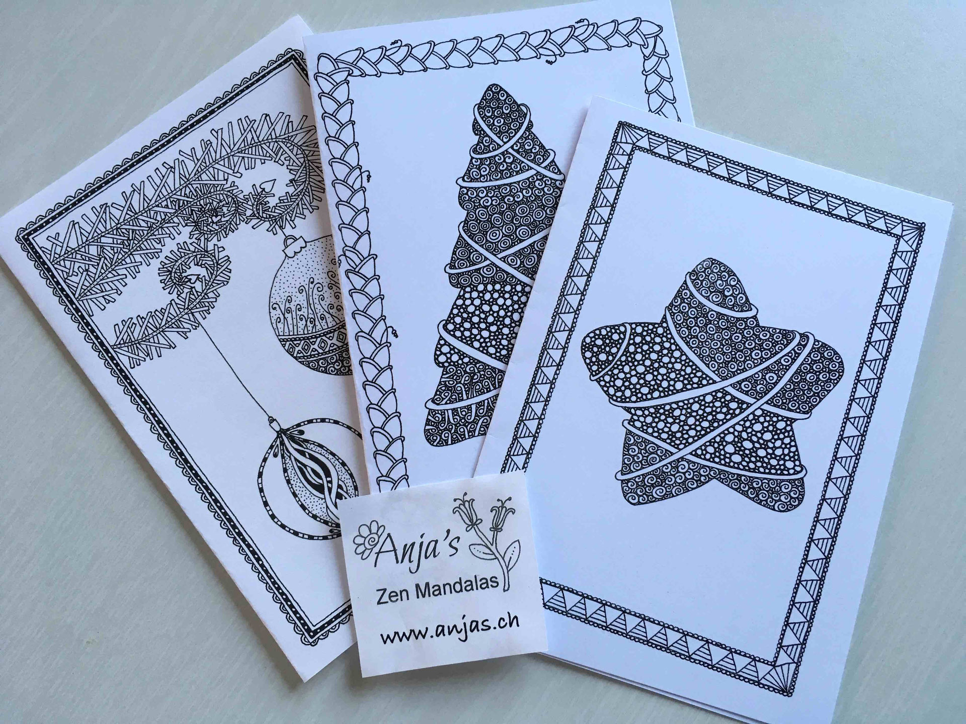 Weihnachtskarten Zum Ausmalen Anja S Mandala Und Illustration
