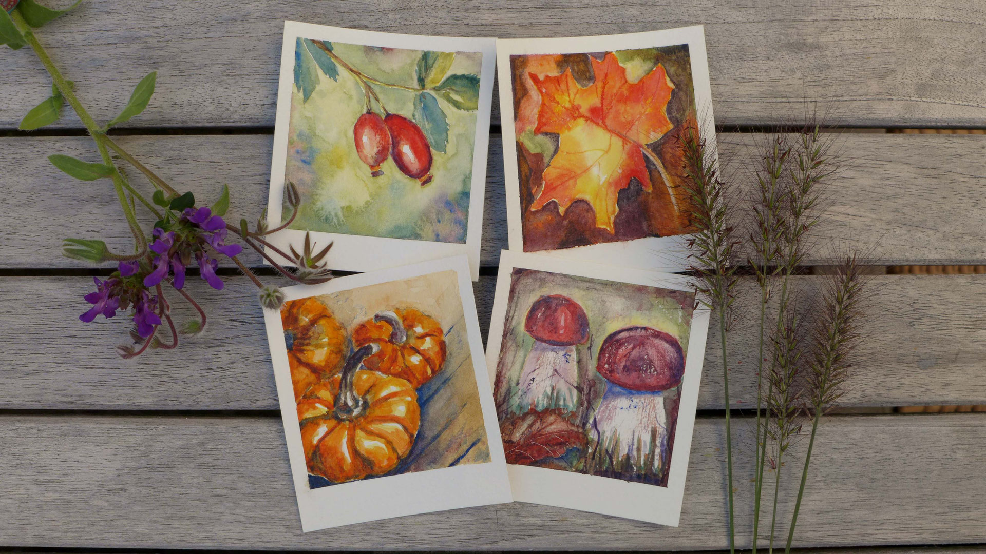 Inspiration - Retro Herbstbilder in Aquarell malen - DIY-Projekt