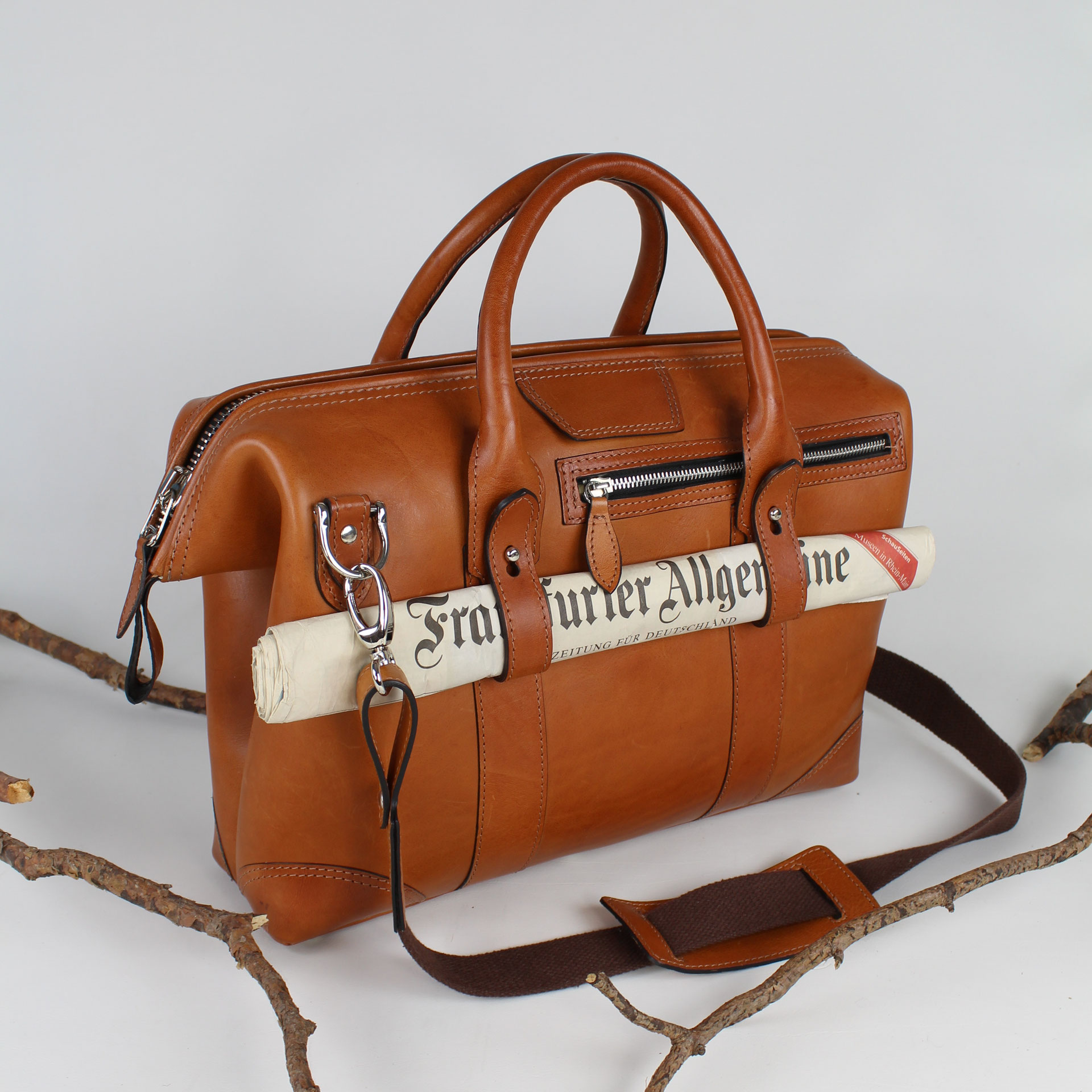 Laptopbag / Laptoptasche aus Leder F. HAMMANN Fine Leathergoods
