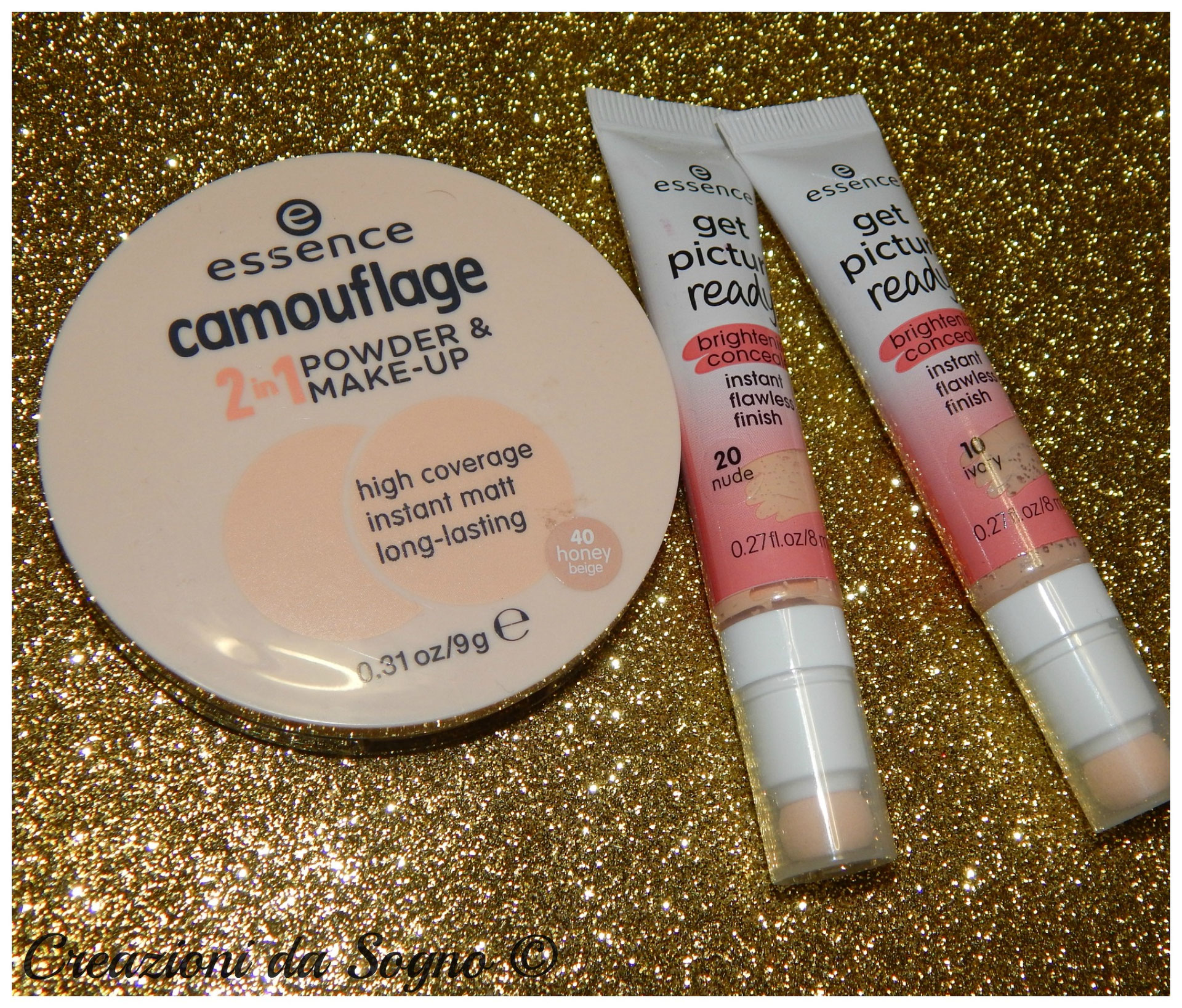 Review Camouflage Powder e Make up Essence and brightening concealer