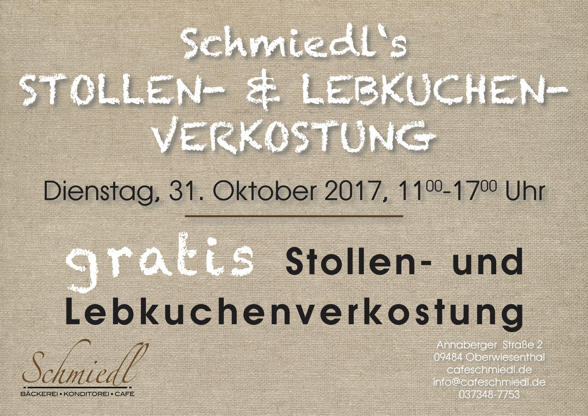 gratis Stollenverkostung am 31.10. - Konditorei • Café Schmiedl