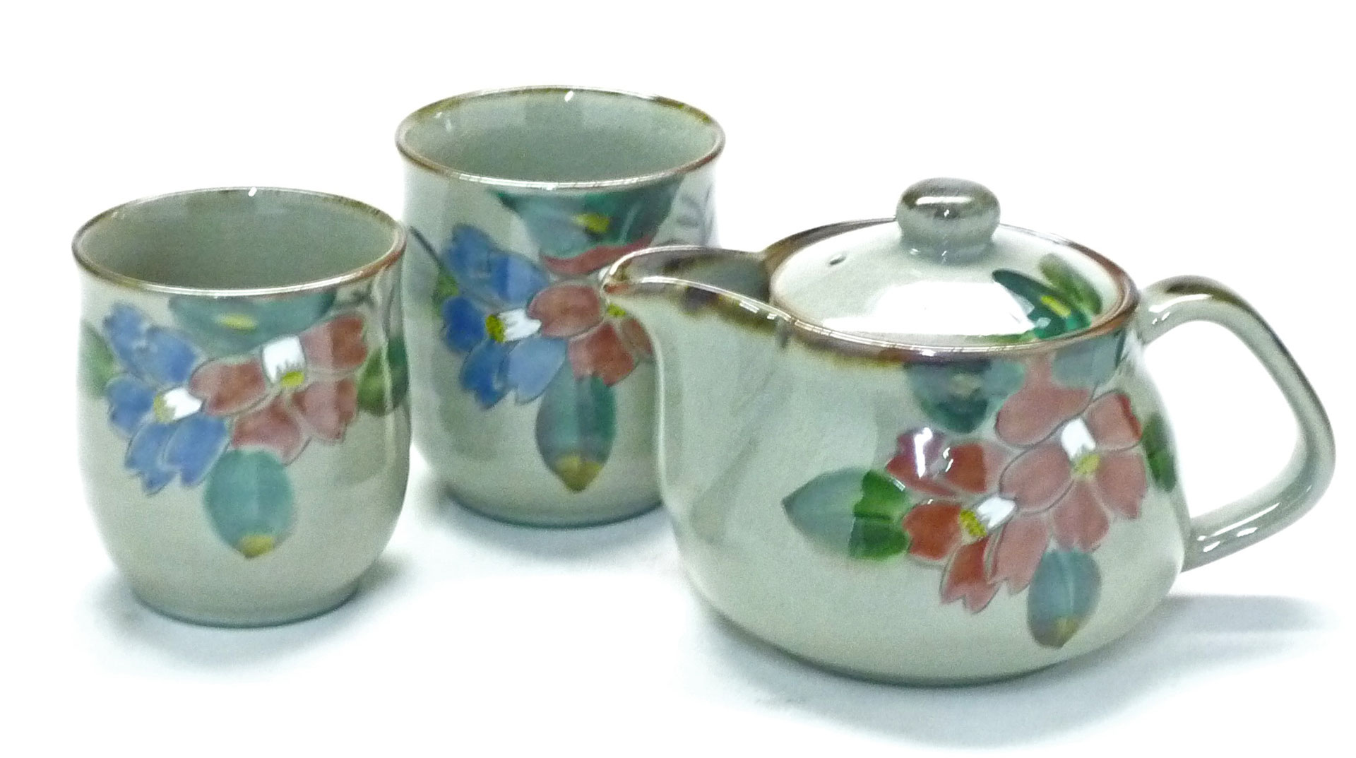 九谷焼 急須 茶器 おしゃれ おすすめ 3点セット 大 山茶花 朱 裏絵 ...