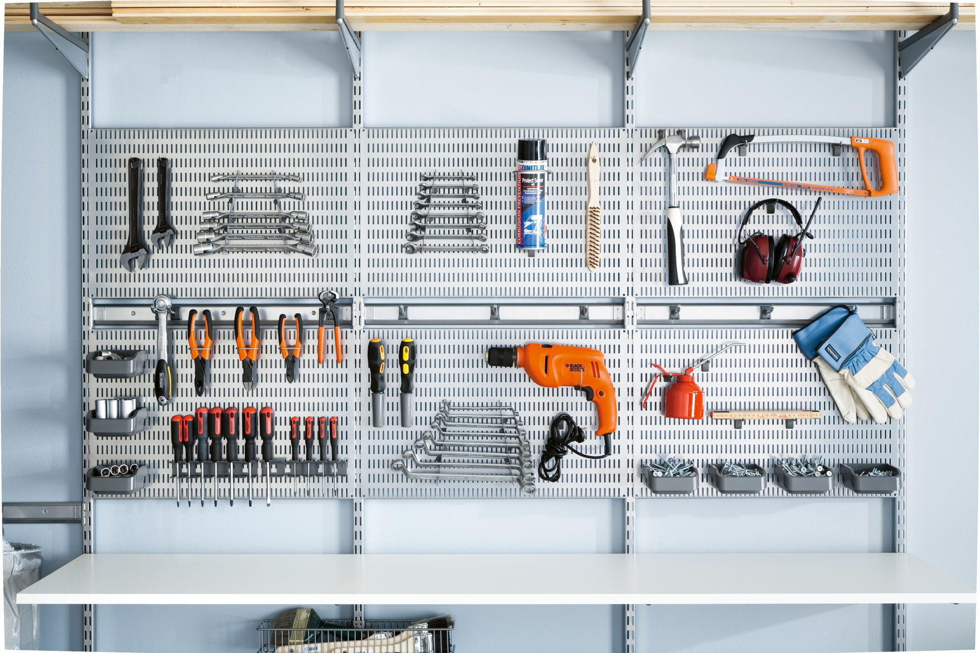 Elfa Regalsystem, Regal für Werkzeugaufbewahrung - Elfa Regalsystem