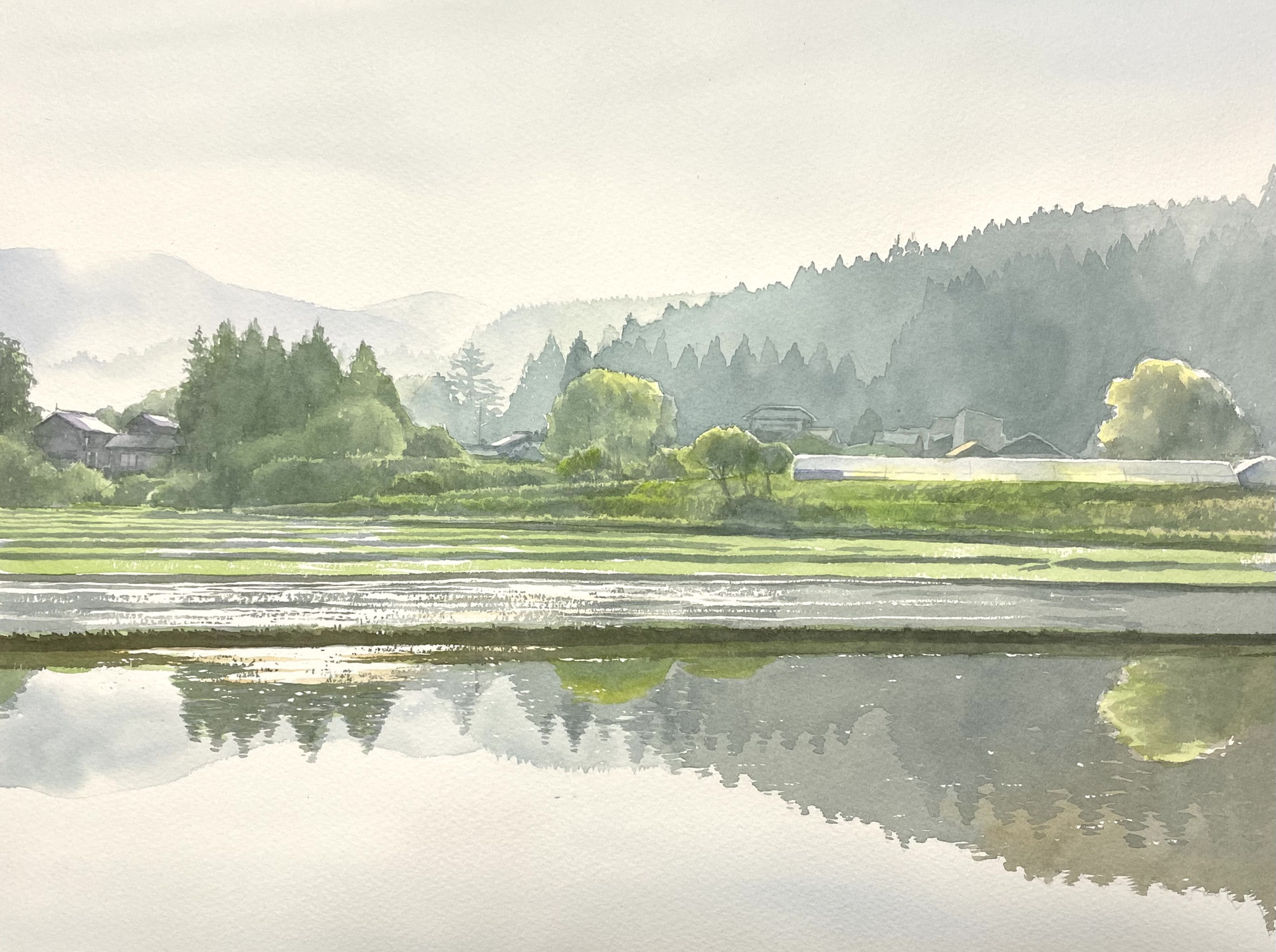 癒しの水彩画1106 田園 癒しの水彩画1106 田園