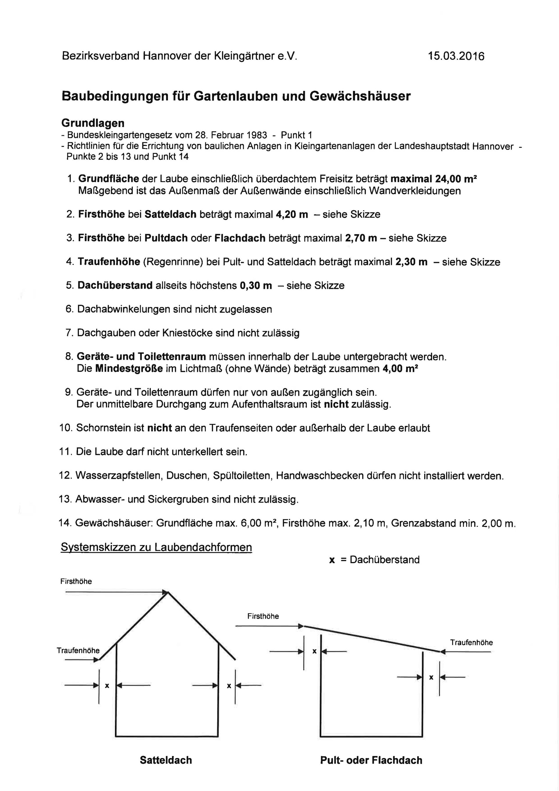 Baubedingungen für Gartenlauben und Gewächshäuser kleingaertnerverein