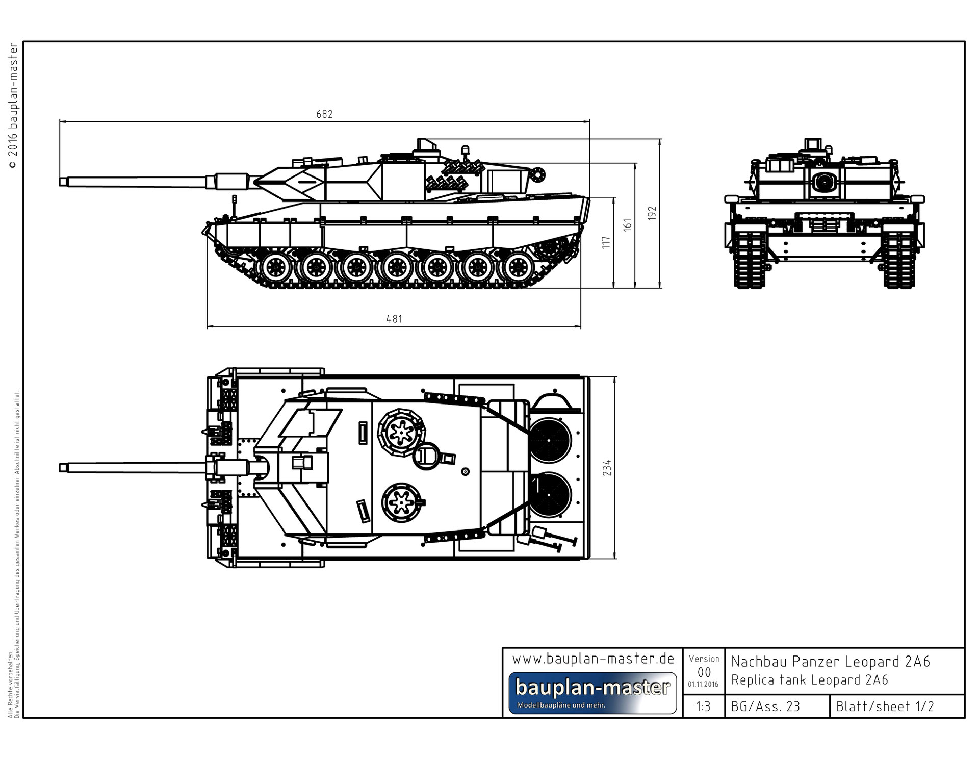 Modellbauplan Leopard 2A6 im Maßstab 116 bauplanmaster