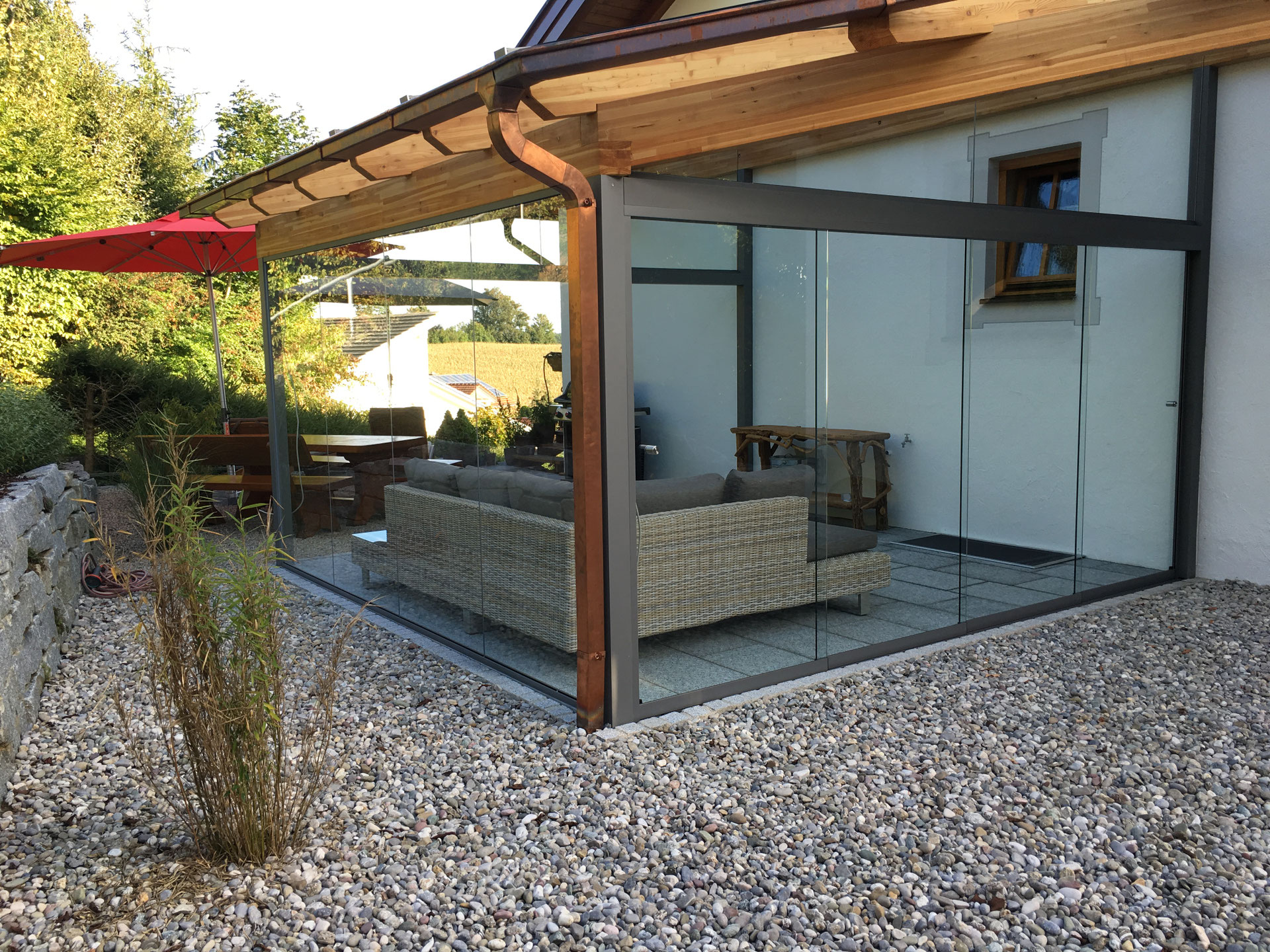 Terrassenuberdachung Holz Alu Glas - GARTEN DEUTSCH