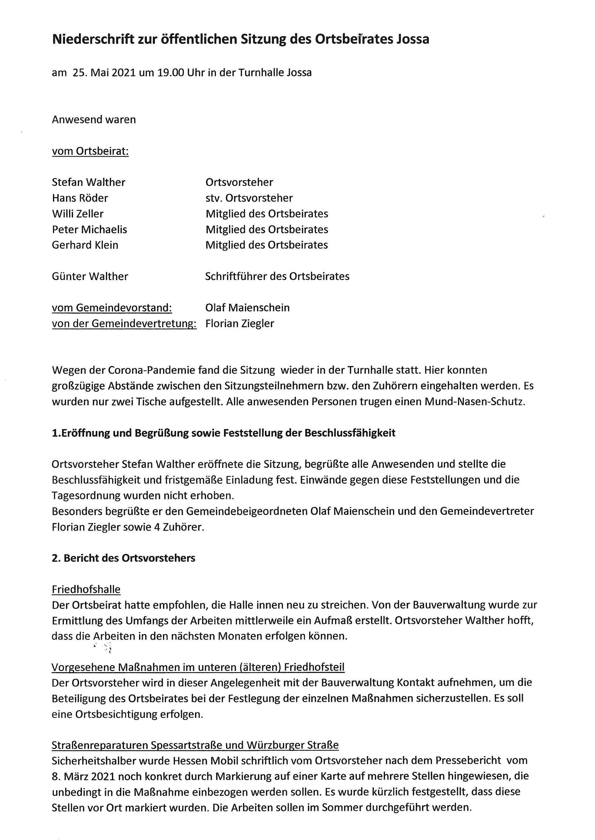 Ortsbeirat Sinntal Jossa