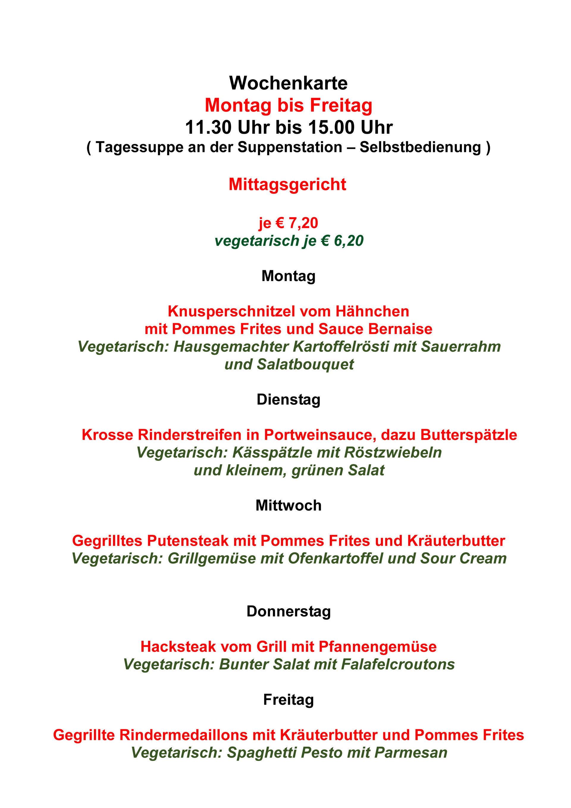 Wochenkarte - Azsteakas Webseite!
