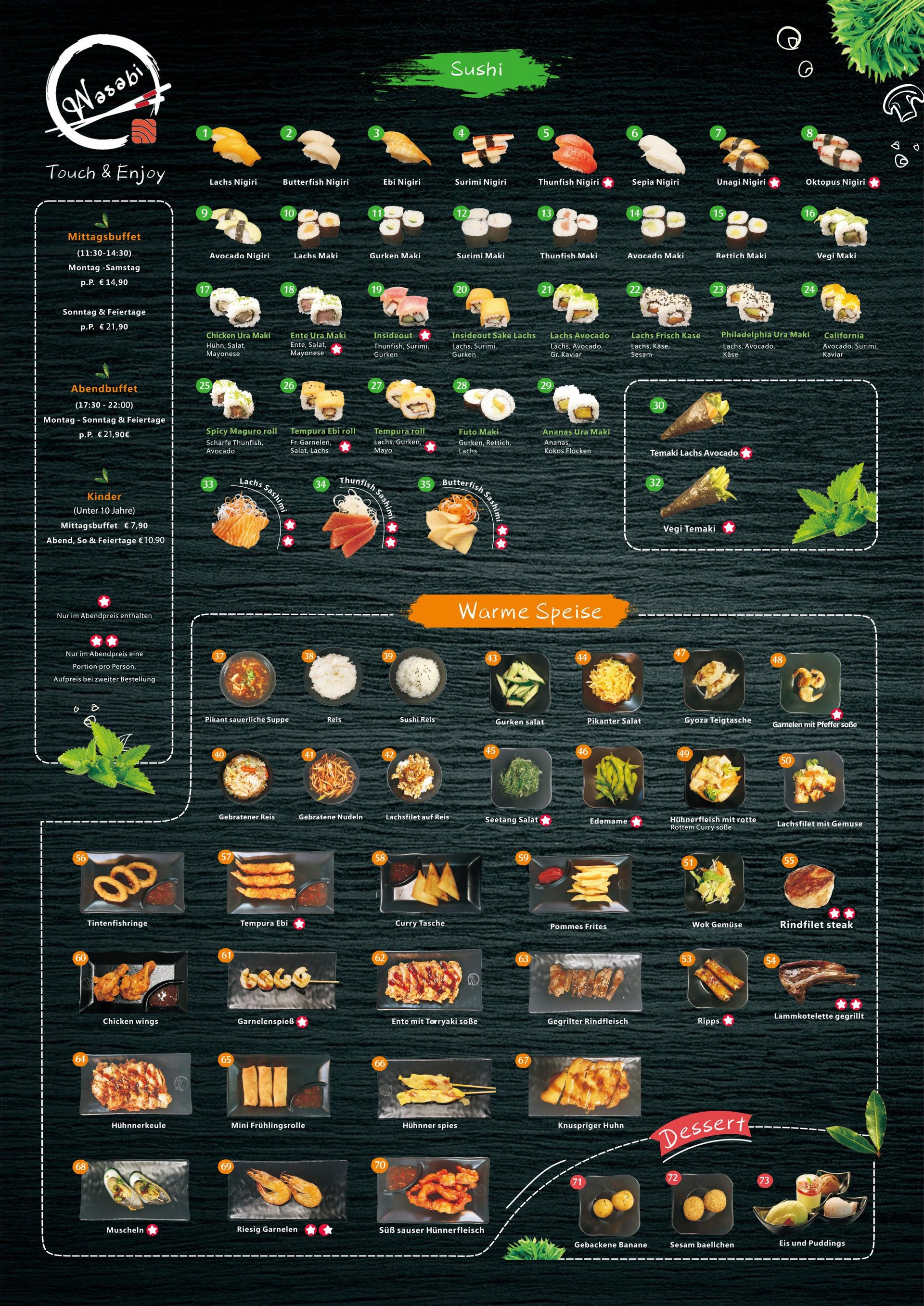 Touch & Enjoy Wasabi Restaurant Sushi & Grill All you can eat