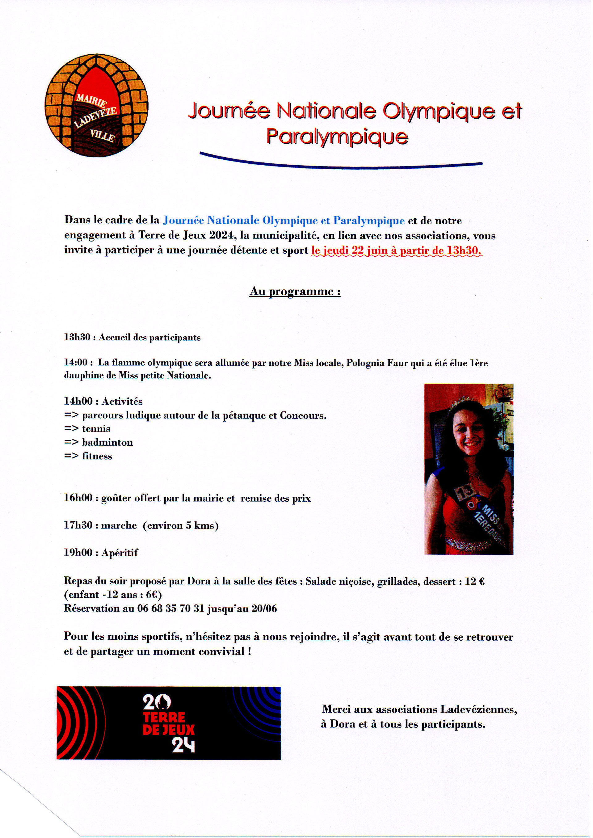 Cérémonie Paralympique : Programme Et Horaire Détaillés Programme de la journée Olympique et Paralympique 2023 - Mairie de