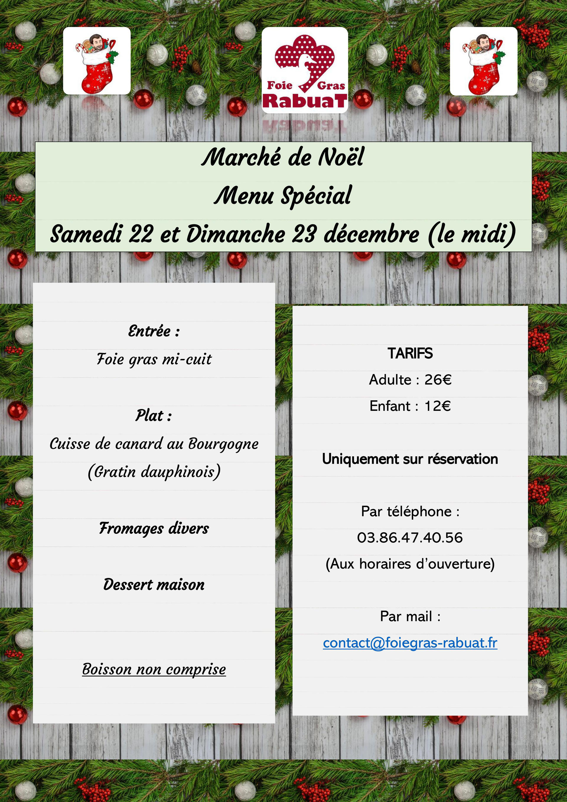 Menu Spécial Noël - foie gras rabuat