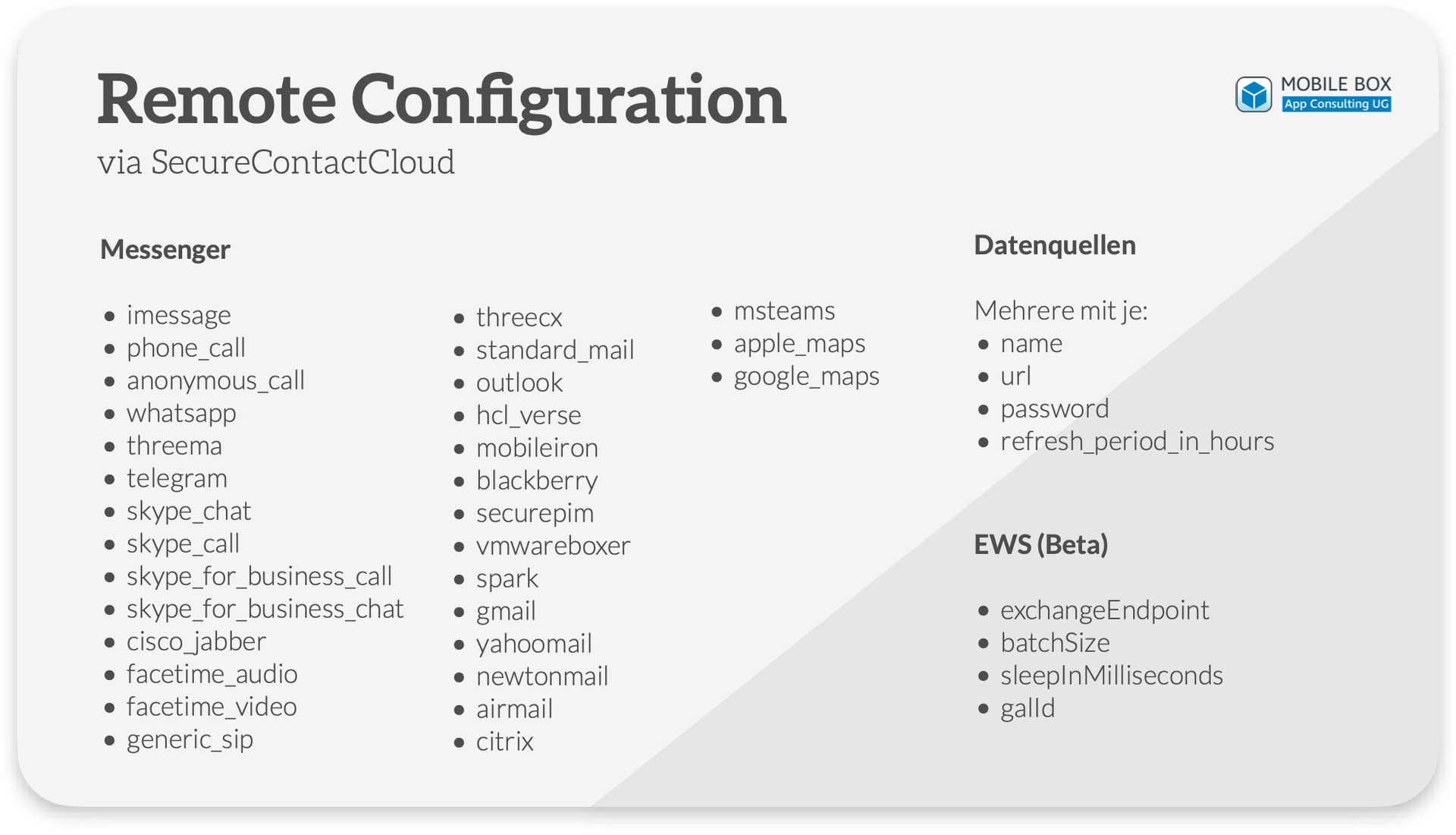 Remote Configuration Mobile Box App Consulting UG