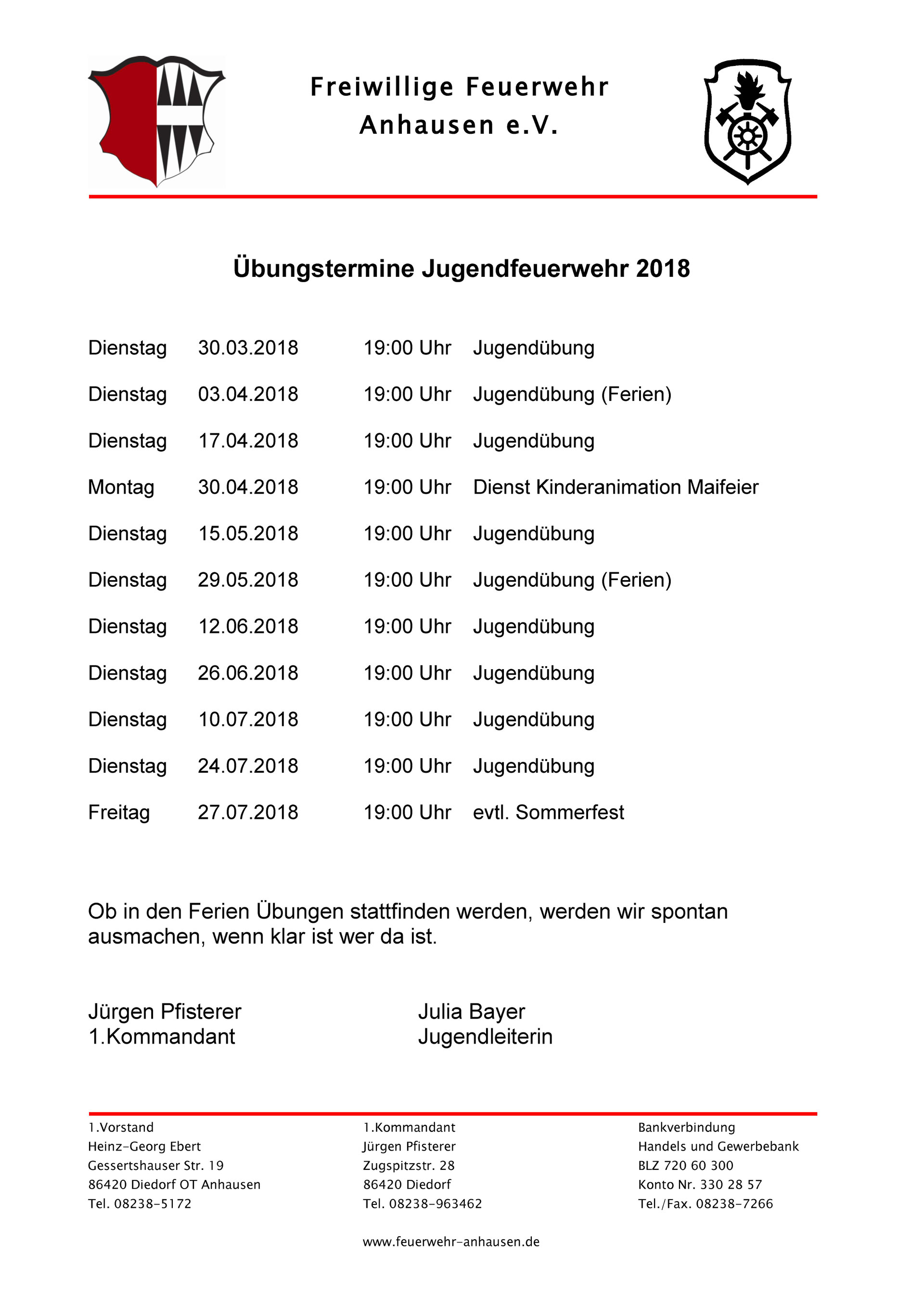 Hallo bei der Jugendfeuerwehr Anhausen - FF Anhausen