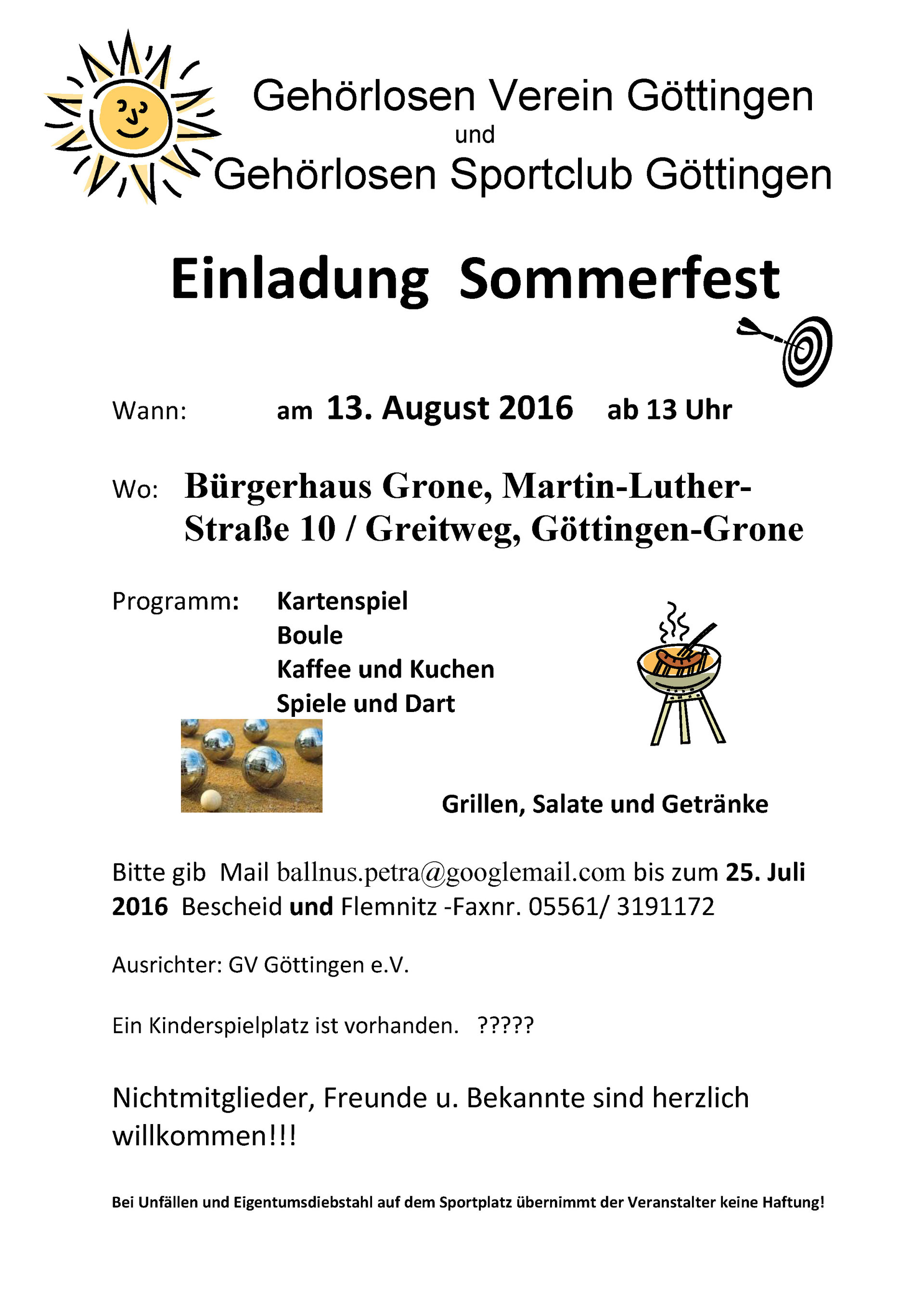 Einladung Sommerfest Gv Gottingen E V