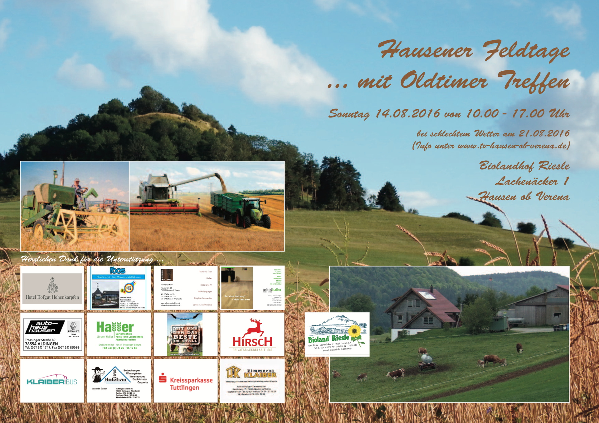 Der TVHausen ob Verena unterstützt die Hausener Feldtage am 14.08.2016