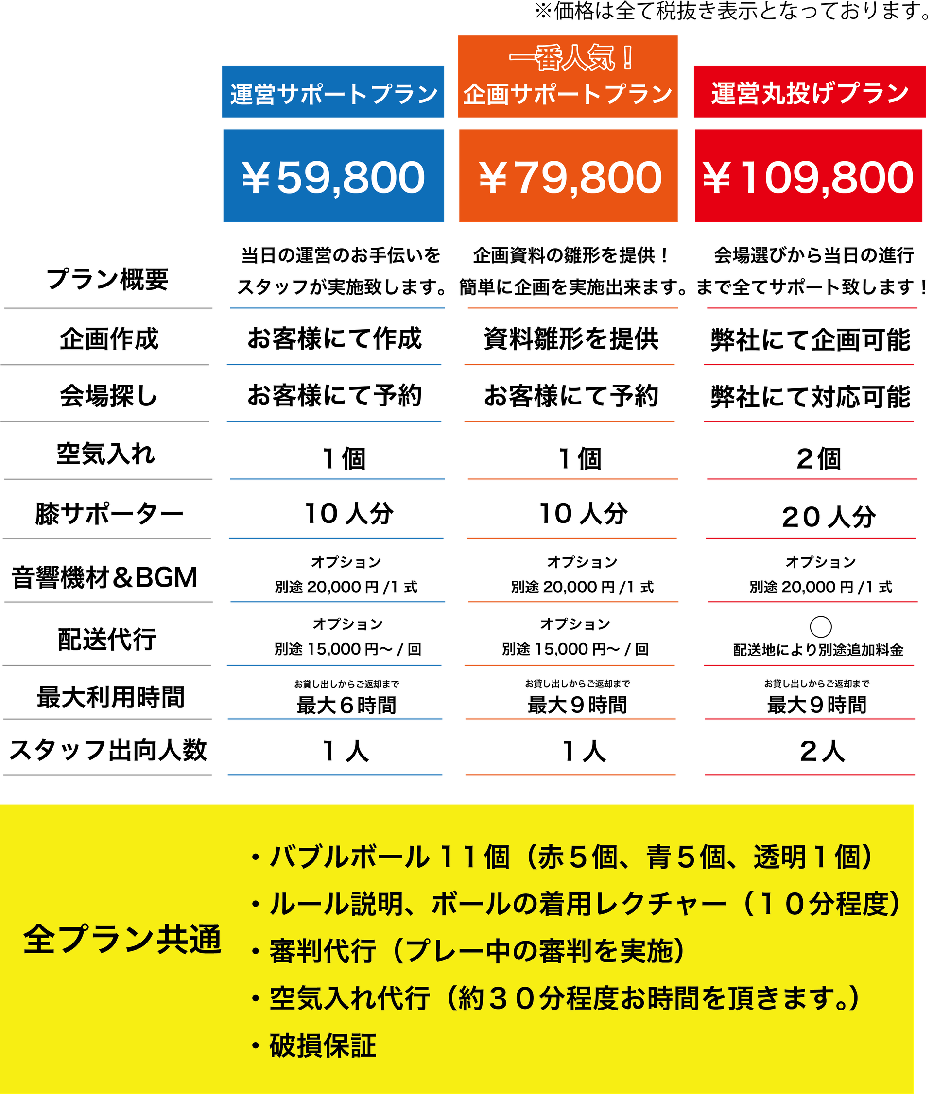 個人向け 基本プラン料金 バブルサッカースタイル