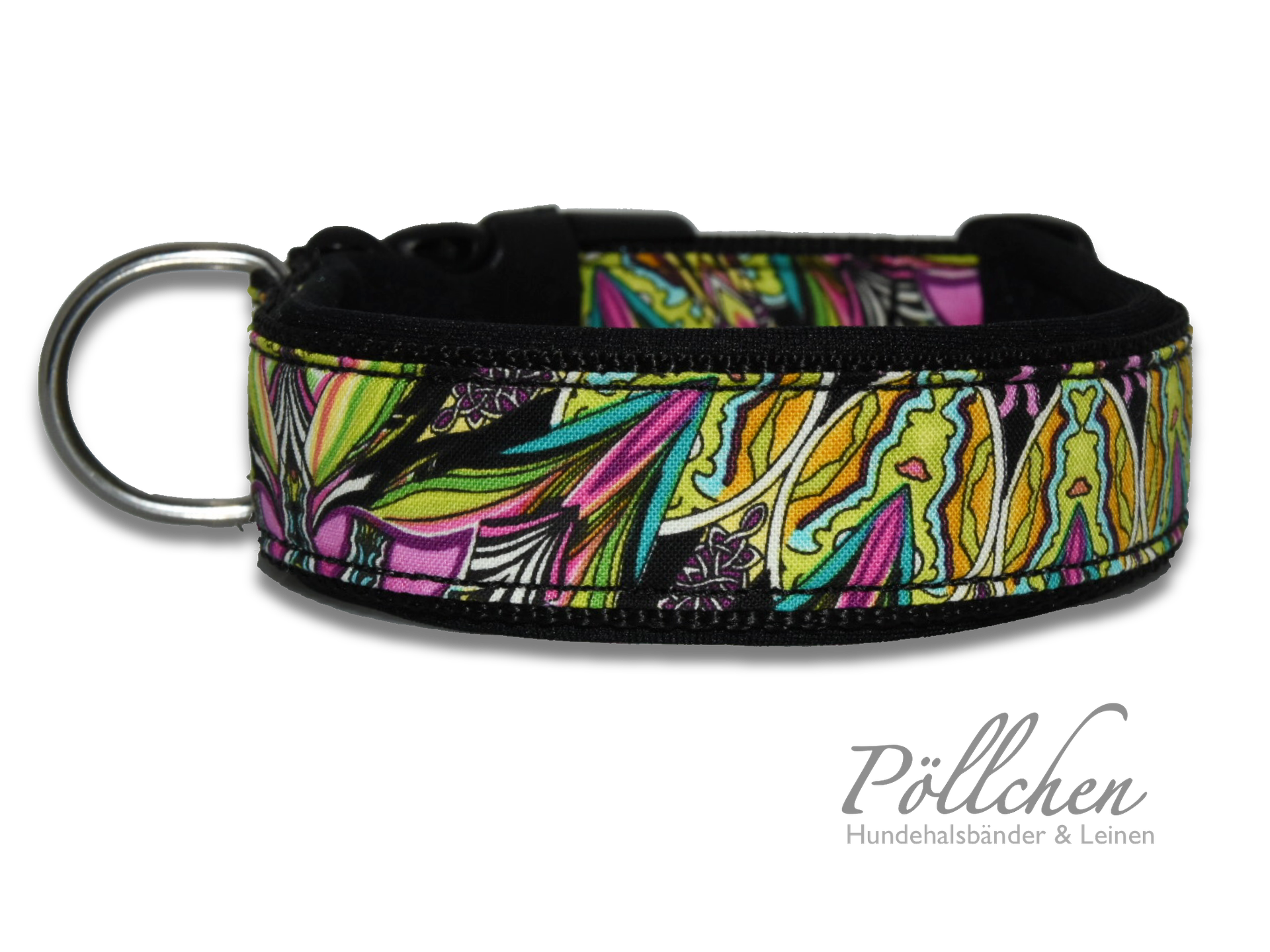 Komforthalsband Psychedelic Schwarz - Pllchen - Halsbnder und Accessoires  fr den Hund