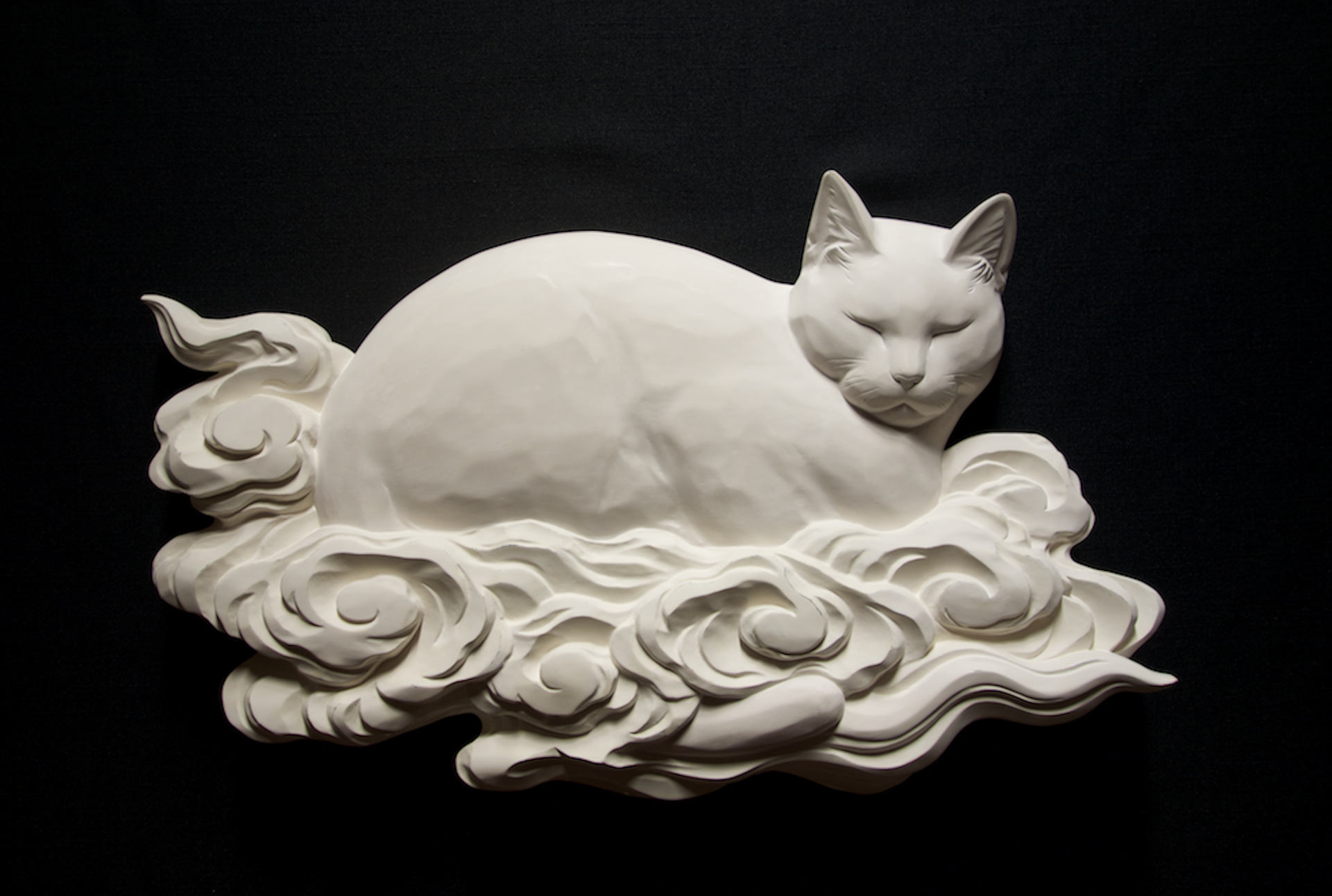 木彫彩色 猫の置物 - 木彫の注文制作 販売 木彫彩色 猫の置物 - 木彫の注文制作 販売