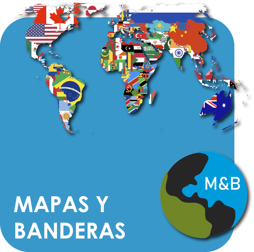 Banderas de cada país con su forma - Mapas y Banderas