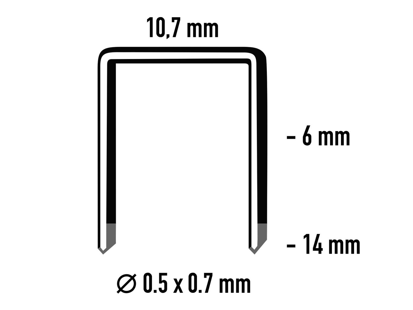 Prebena Heftklammer Type VX : 10 mm Abmessung
