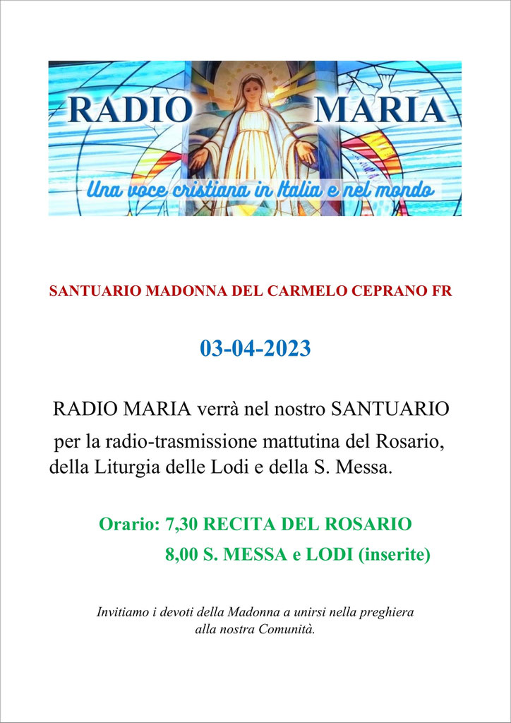 B. VERGINE MARIA DEL CARMELO - CEPRANO - Carmelitani dell ...