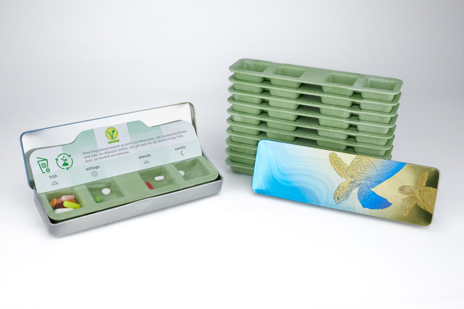 Verblistern für Pflegedienste der grüne Medikamentenblister