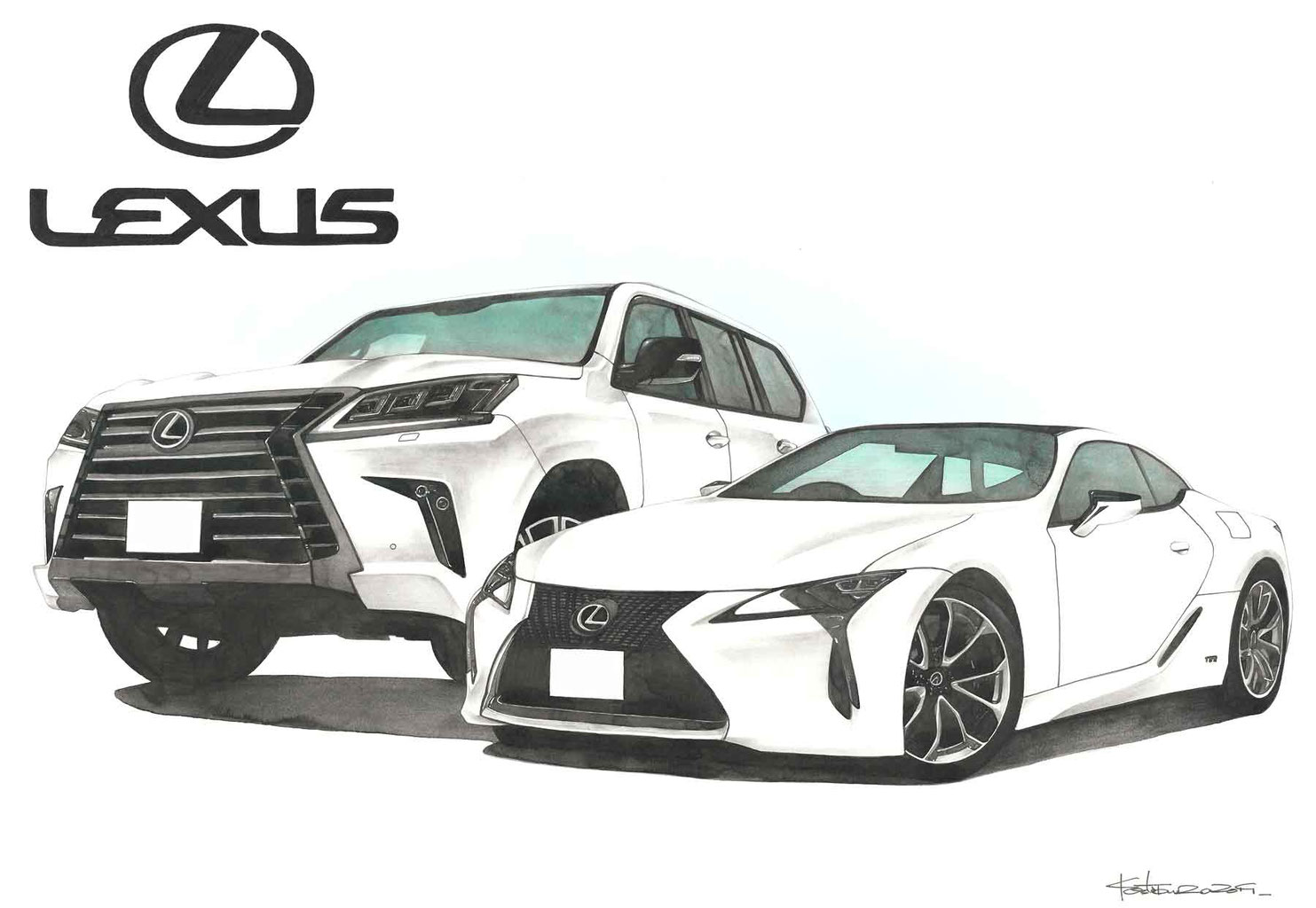 Lexus Lx570 Lc500h プロのイラストレータが描くリアルな手描きイラストです