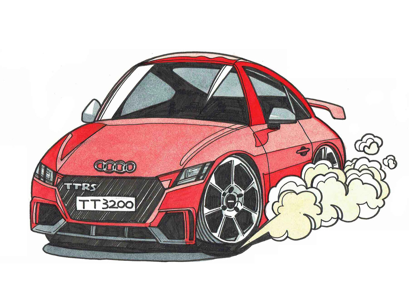 漫画風の車絵イラスト - プロイラストレーターがオーダー制作します