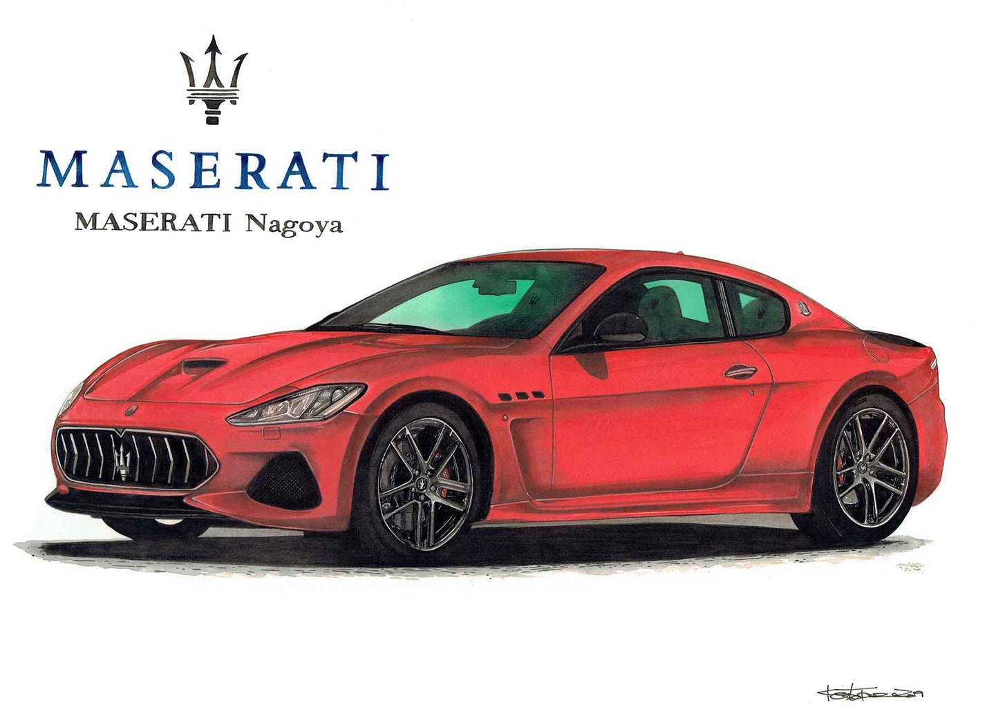 Maserati Granturismo プロのイラストレータが描くリアルな手描きイラストです