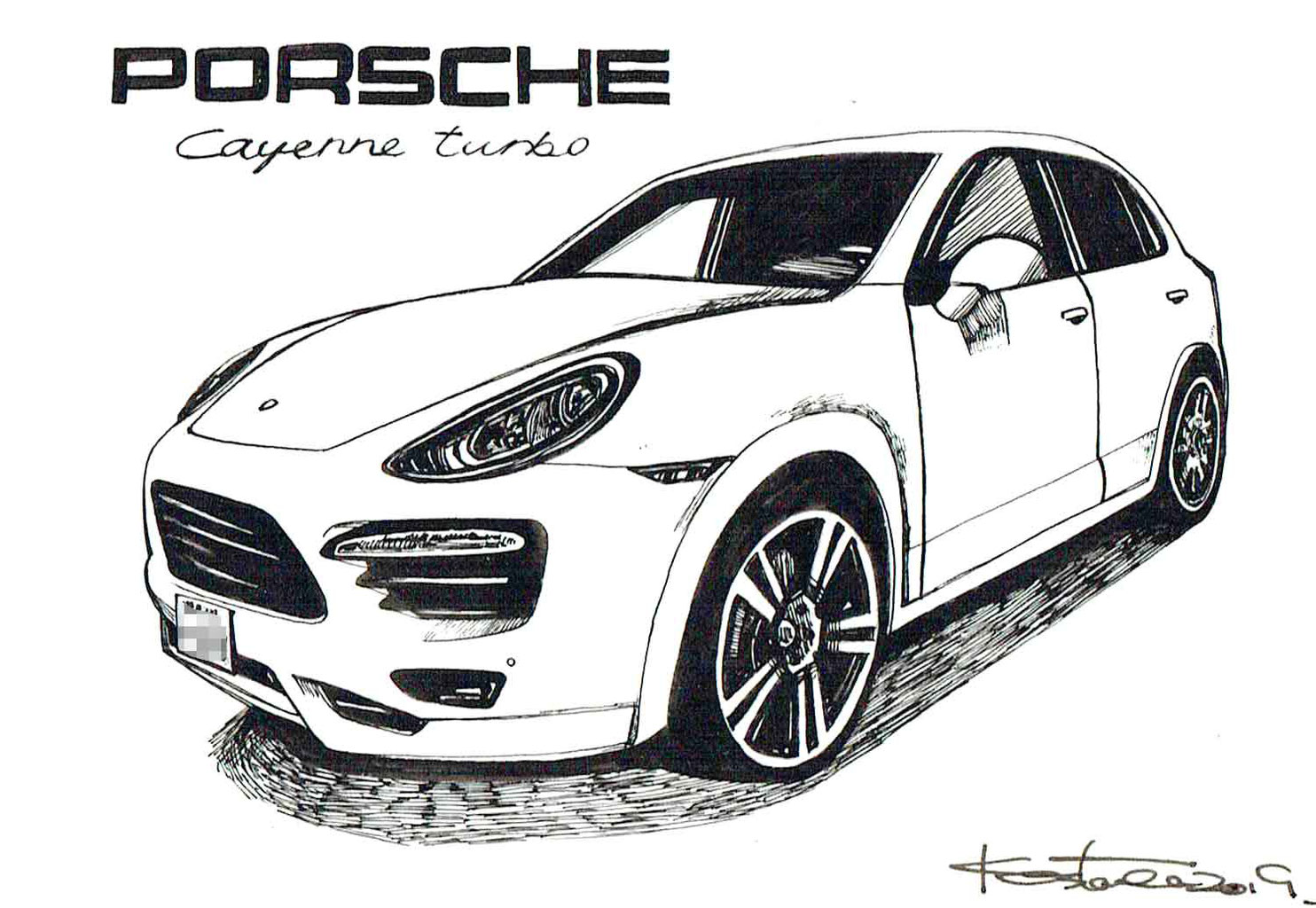 Porsche Cayenne Turbo プロイラストレータが描くリアルなイラストです Porsche Cayenne Turbo プロイラストレータが描くリアルなイラストです