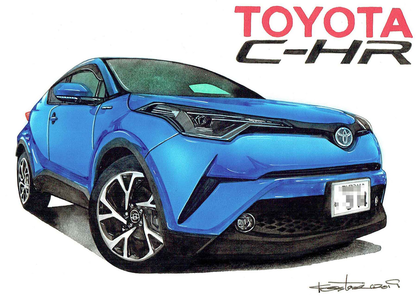 Toyota Ch R プロのイラストレータが描くリアルな手描きイラストです