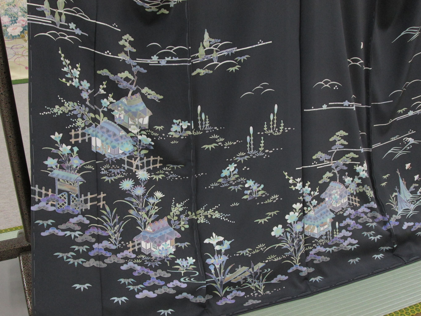 未使用しつけ付き 本加賀友禅 牧野顕三作 訪問着 滅紫地花文 証紙付き