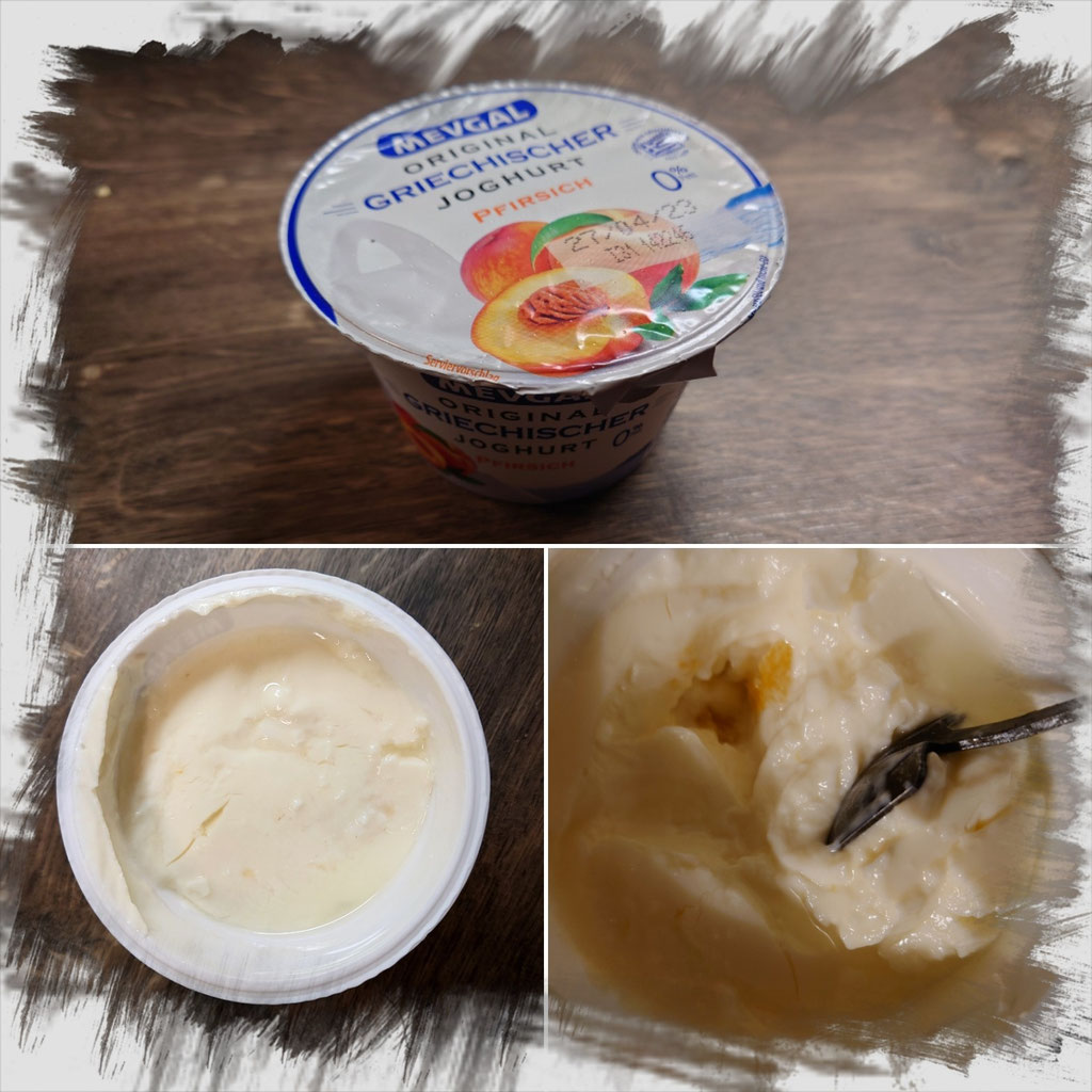 Mevgal griechischer Joghurt Pfirsich, Erdbeere, Zitrone zuckerwelt im