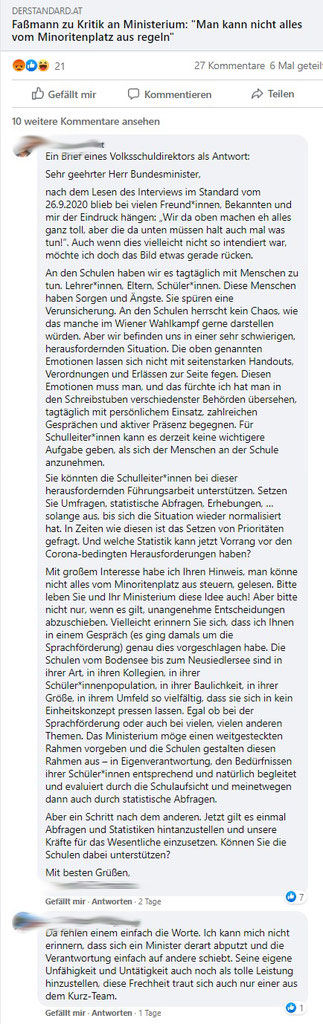 Fassmann Zu Kritik An Ministerium Abputzen Und Abstruse Schuldzuweisungen Unabhangige Bildungsgewerkschaft