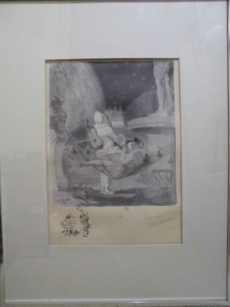 服部和三郎の油絵です サクレクール寺院の見える道（モンマルトル